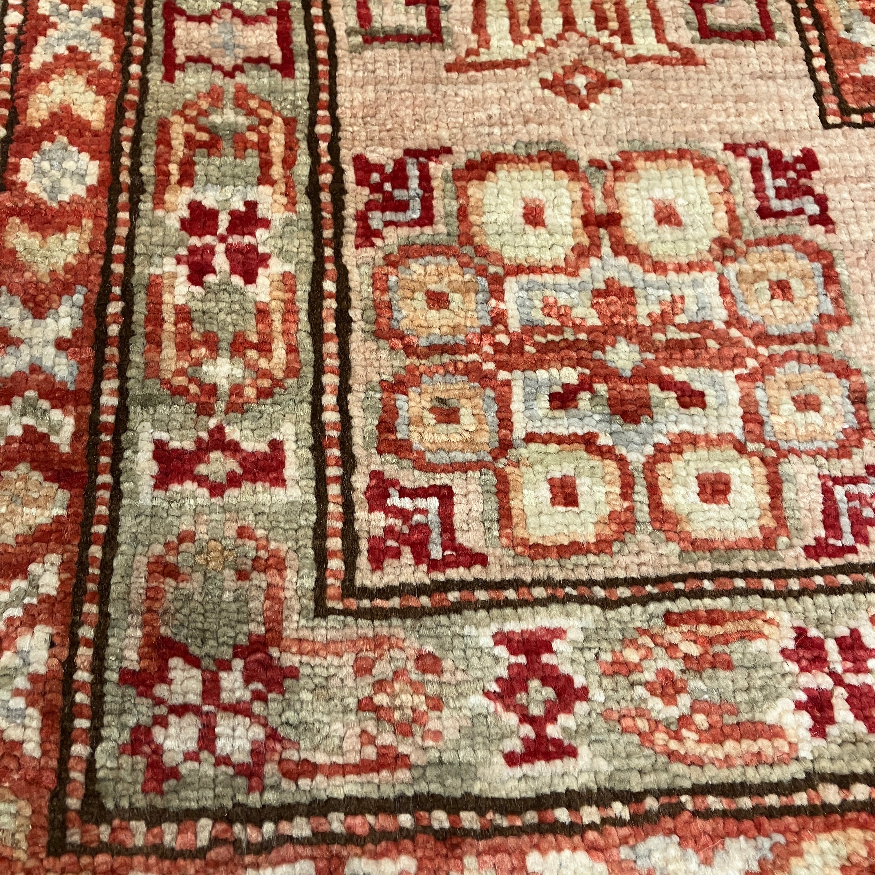 Kazak - 6' 01" x 6' 02" - Grey & Orange Square - Hand Knotted Wool Area Rug - Traditional