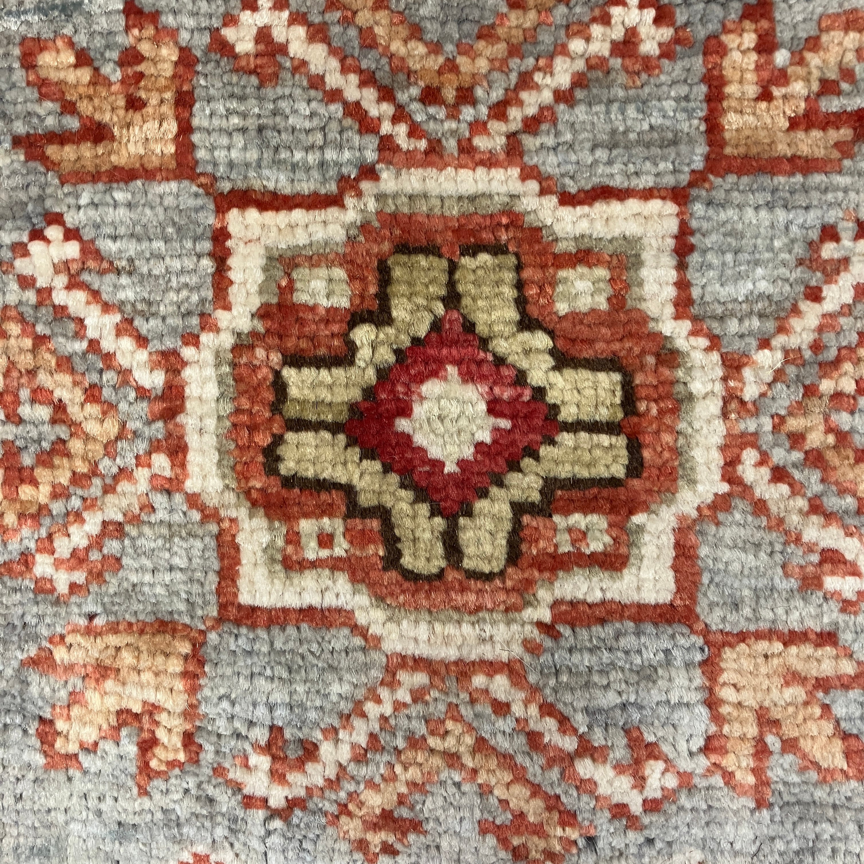Kazak - 6' 01" x 6' 02" - Grey & Orange Square - Hand Knotted Wool Area Rug - Traditional