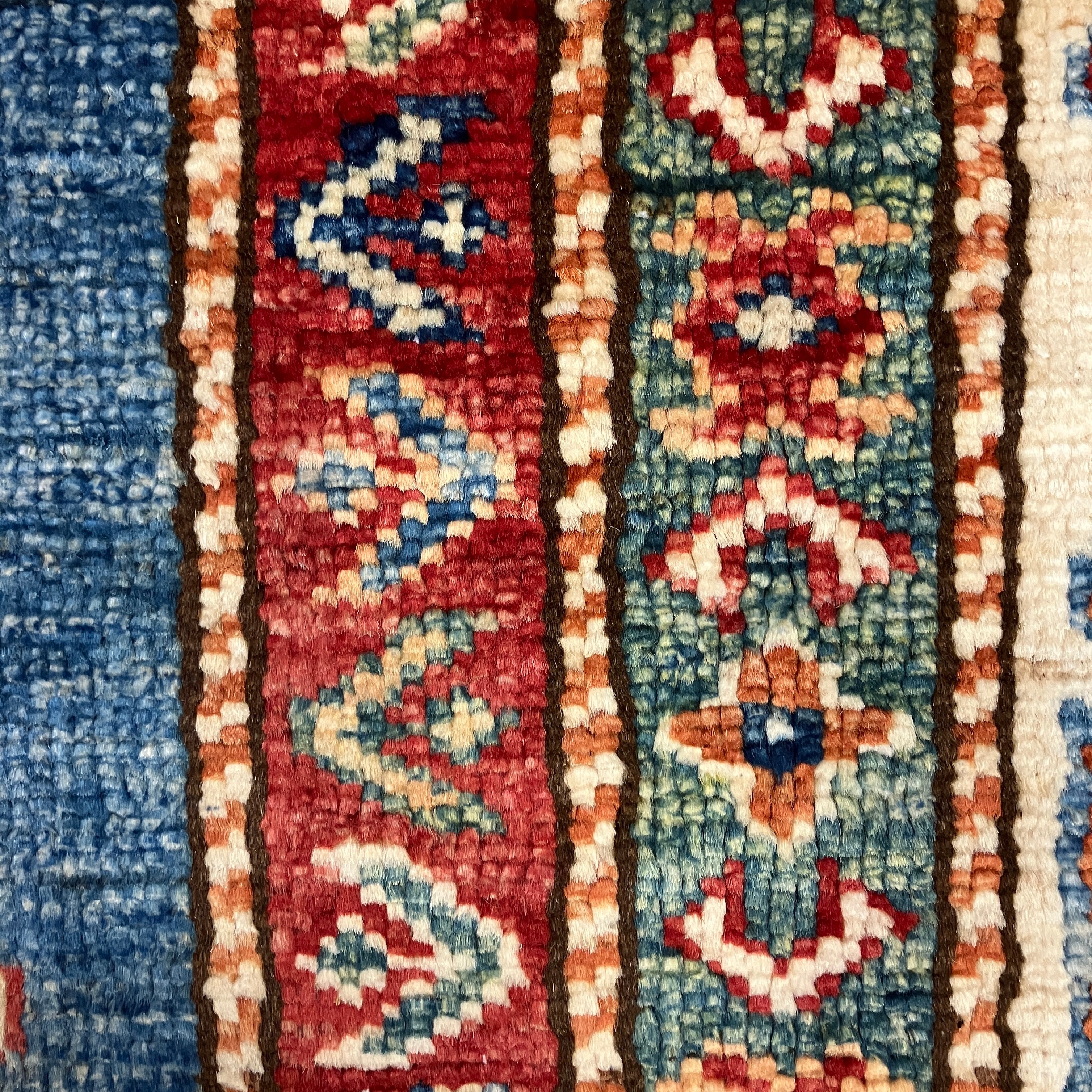 Kazak - 6' x 6' 01" - Blue Ivory Square - Hand Knotted Wool Area Rug - Traditional