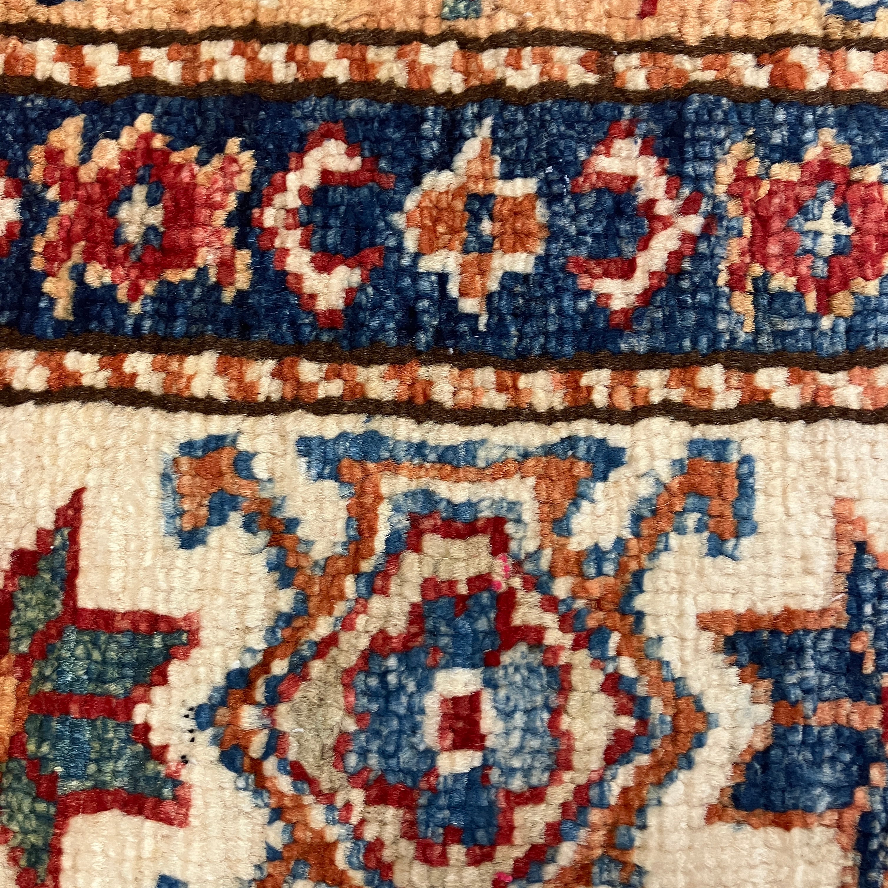 Kazak - 6' x 6' 01" - Blue Ivory Square - Hand Knotted Wool Area Rug - Traditional