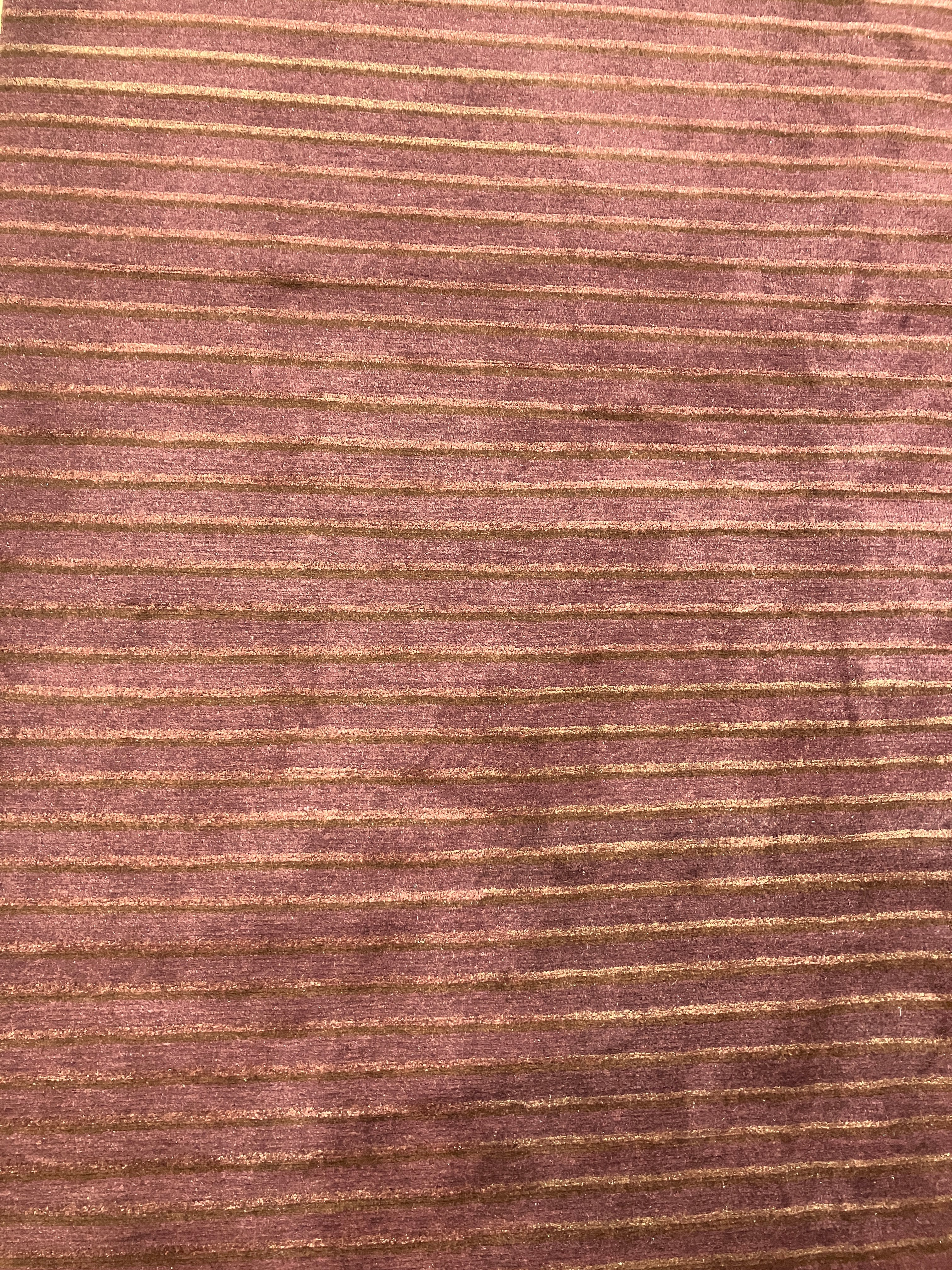 Tibetano Collection Silk & Wool - 8' 00" x 8' 04" - Plum & Brown - Wool & Silk Contemporary Modern Area Rug - Tibet Nepal Rug