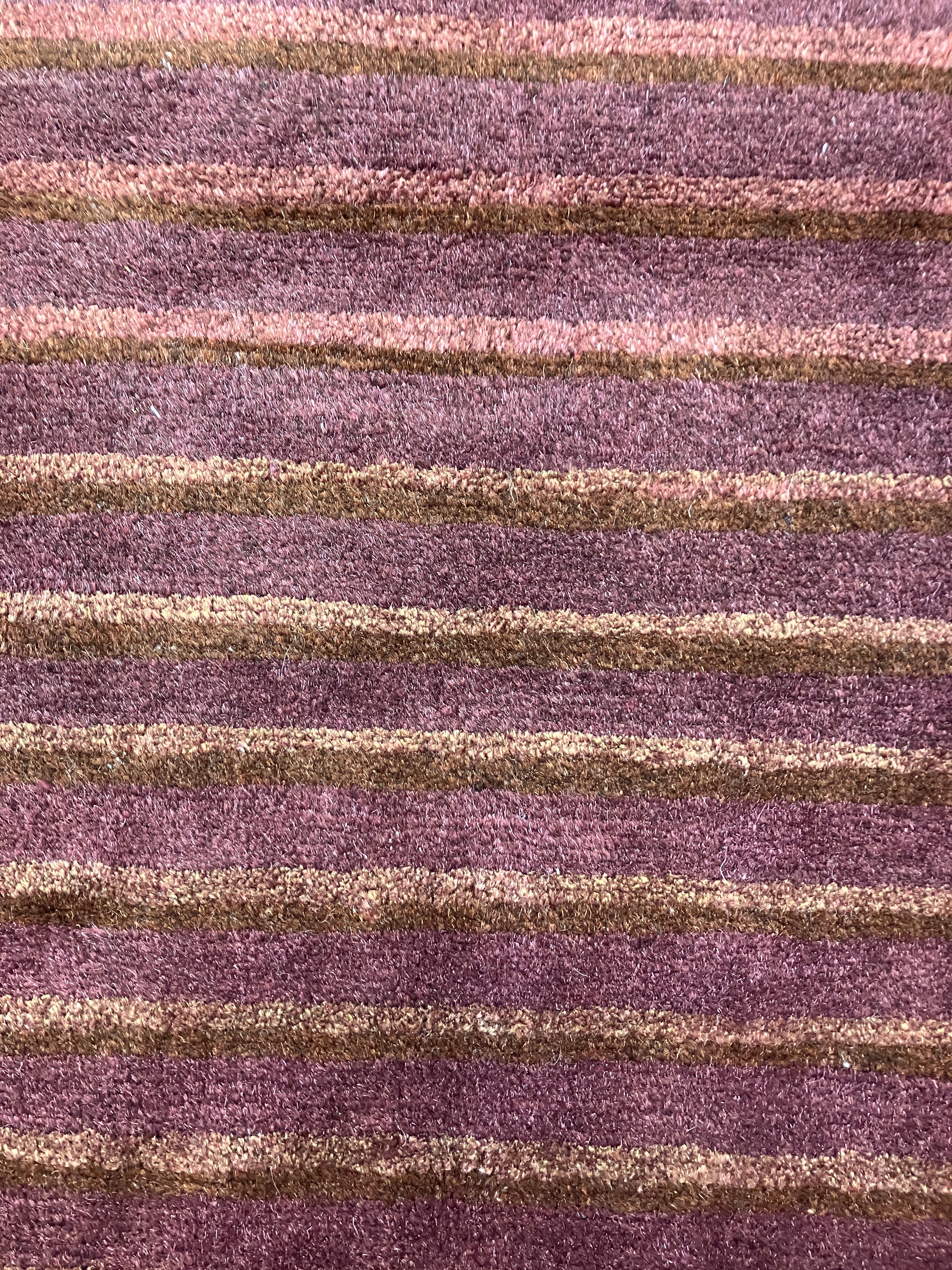 Tibetano Collection Silk & Wool - 8' 00" x 8' 04" - Plum & Brown - Wool & Silk Contemporary Modern Area Rug - Tibet Nepal Rug