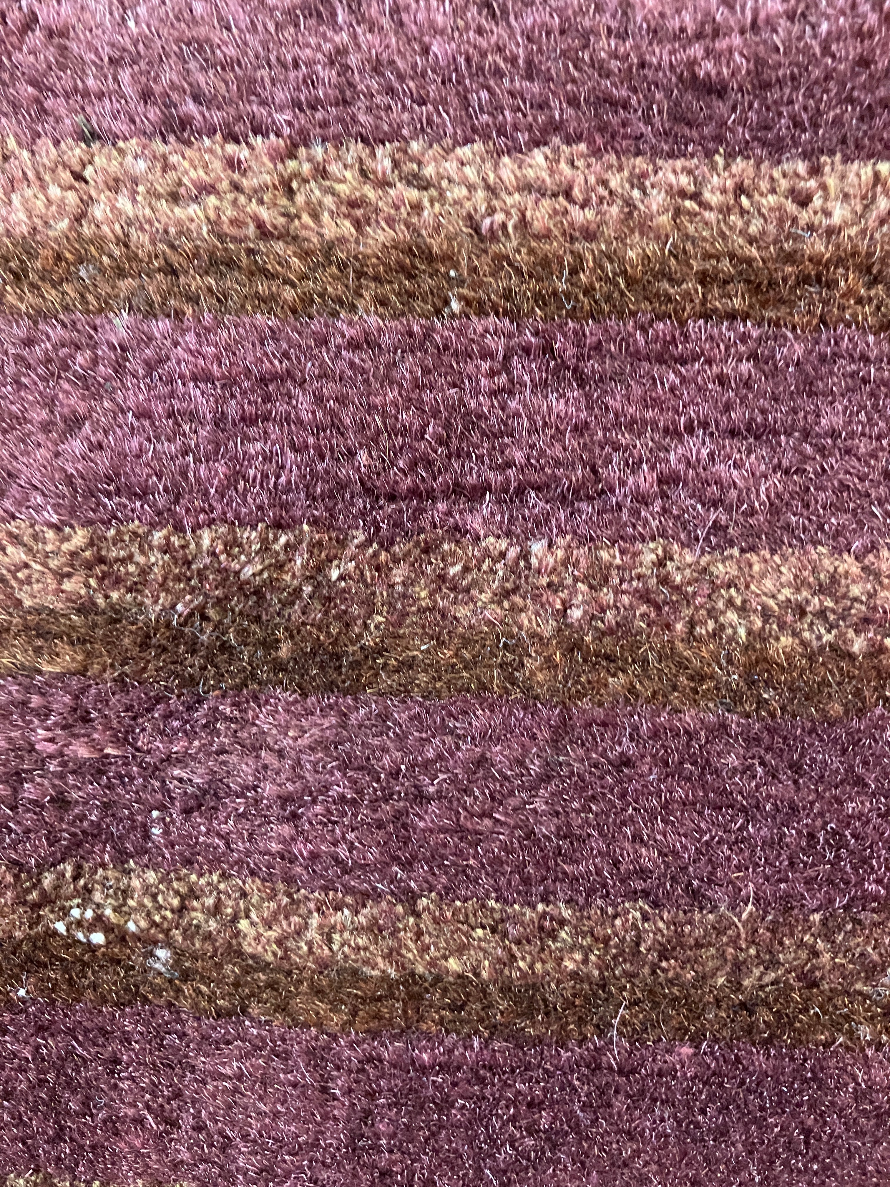 Tibetano Collection Silk & Wool - 8' 00" x 8' 04" - Plum & Brown - Wool & Silk Contemporary Modern Area Rug - Tibet Nepal Rug