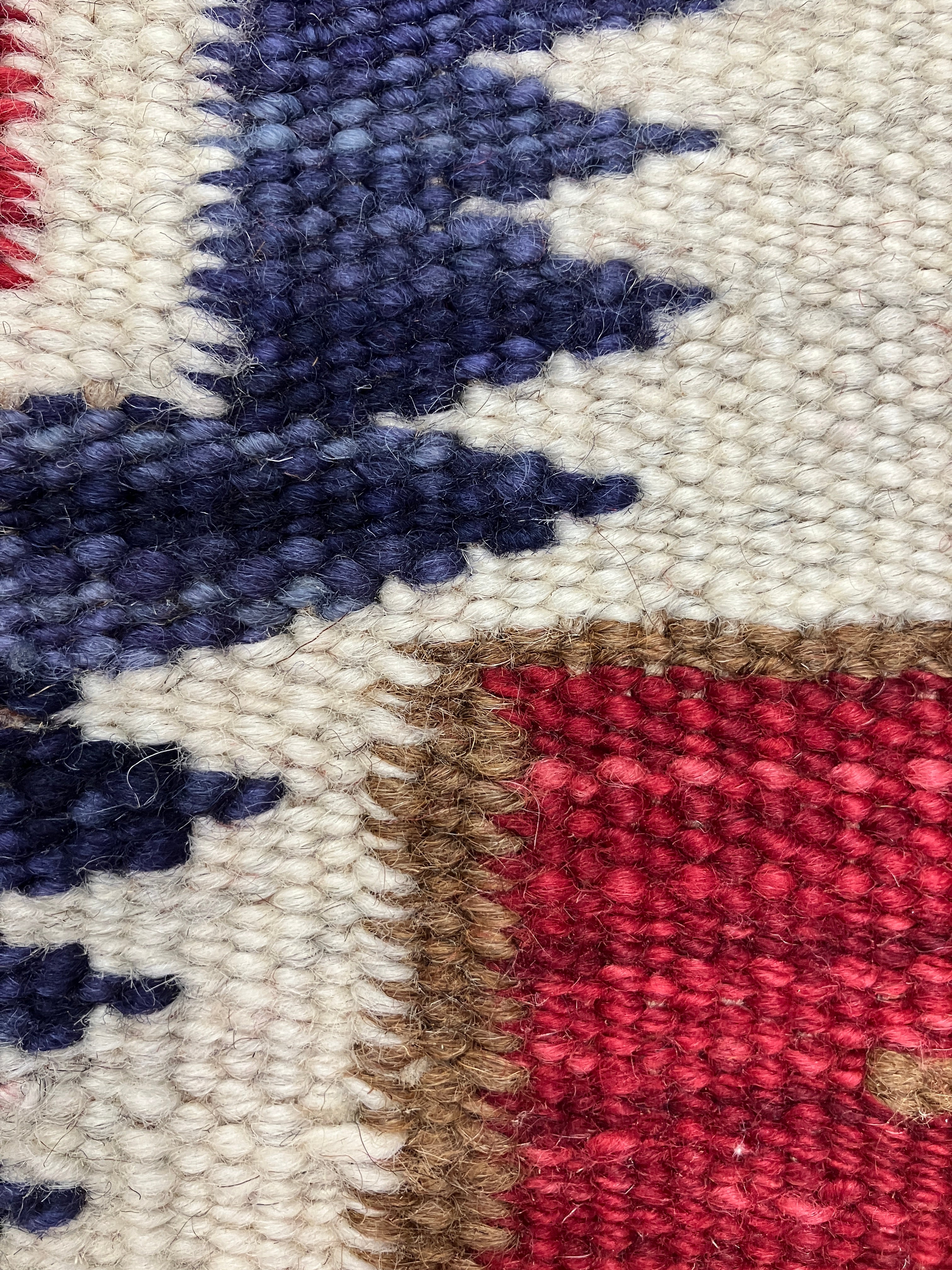 Santafe Collection - 3'x5' 4'x6' 5'x8' 6'x9' 8'x10' 9'x12' 10'x14' - Red White Blue Brown - Hand Woven Flat Weave Rug - Southwestern Tribal Rug
