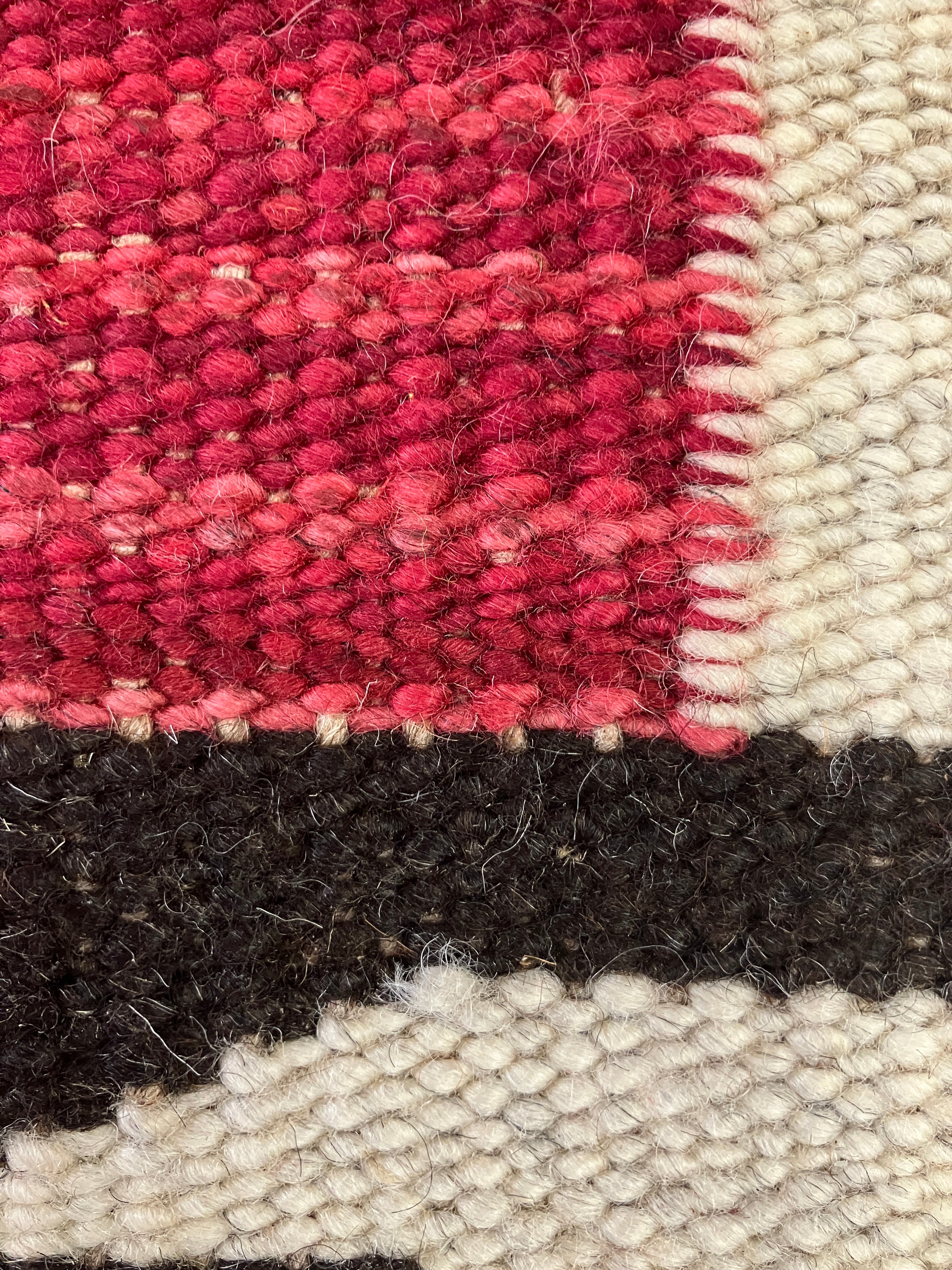 Santafe Collection - 3'x5' 5'x8' 6'x9' 8'x10' 9'x12' 10'x14' - Red White Black - Hand Woven Flat Weave Rug - Southwestern Tribal Rug