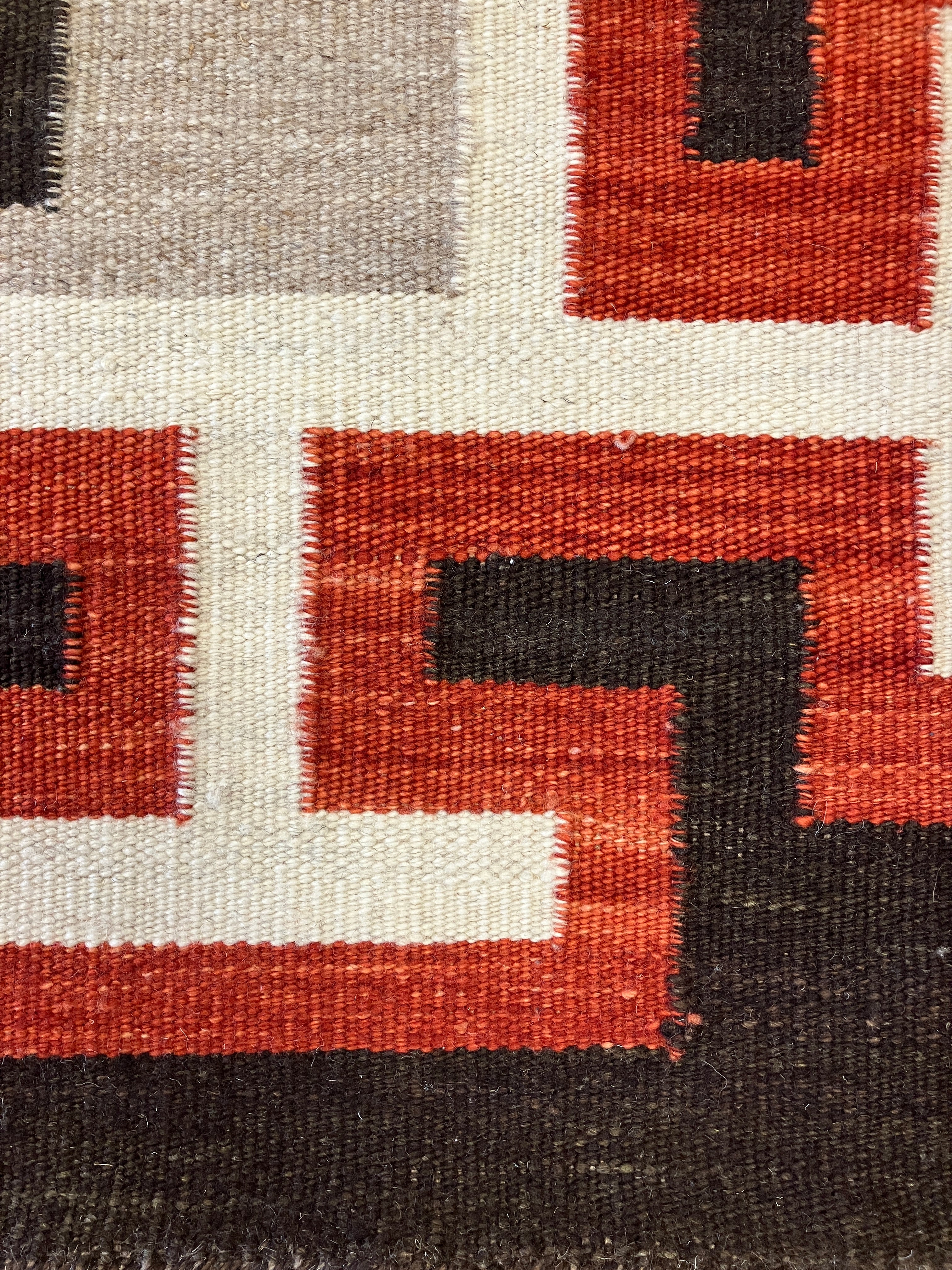 Santafe Collection - 3'x5' 8'x10' 9'x12' - Grey Beige Black/Brown & Rust - Hand Woven Flat Weave Rug - Southwestern Tribal Rug