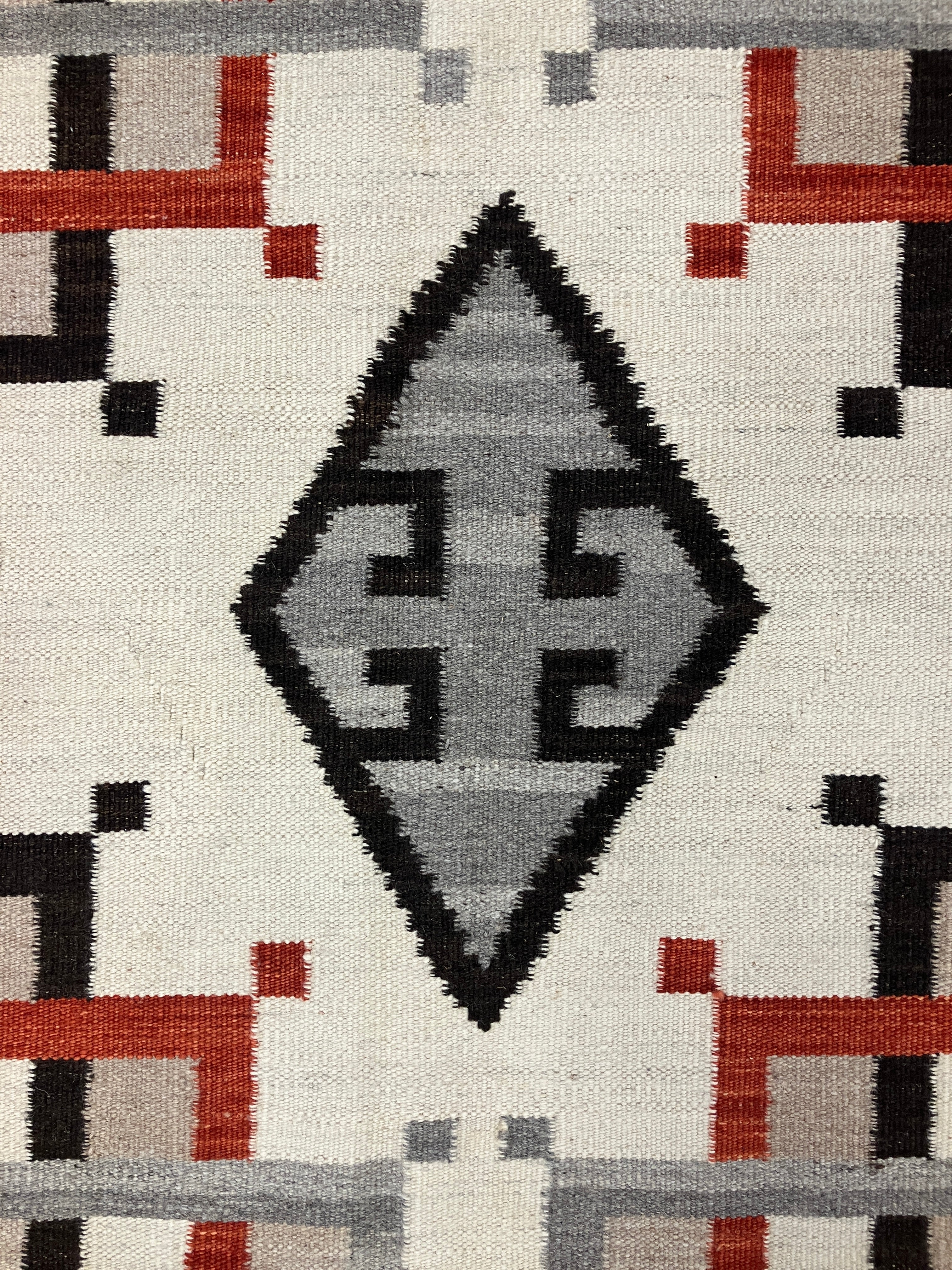 Santafe Collection - 3'x5' 8'x10' 9'x12' - Grey Beige Black/Brown & Rust - Hand Woven Flat Weave Rug - Southwestern Tribal Rug