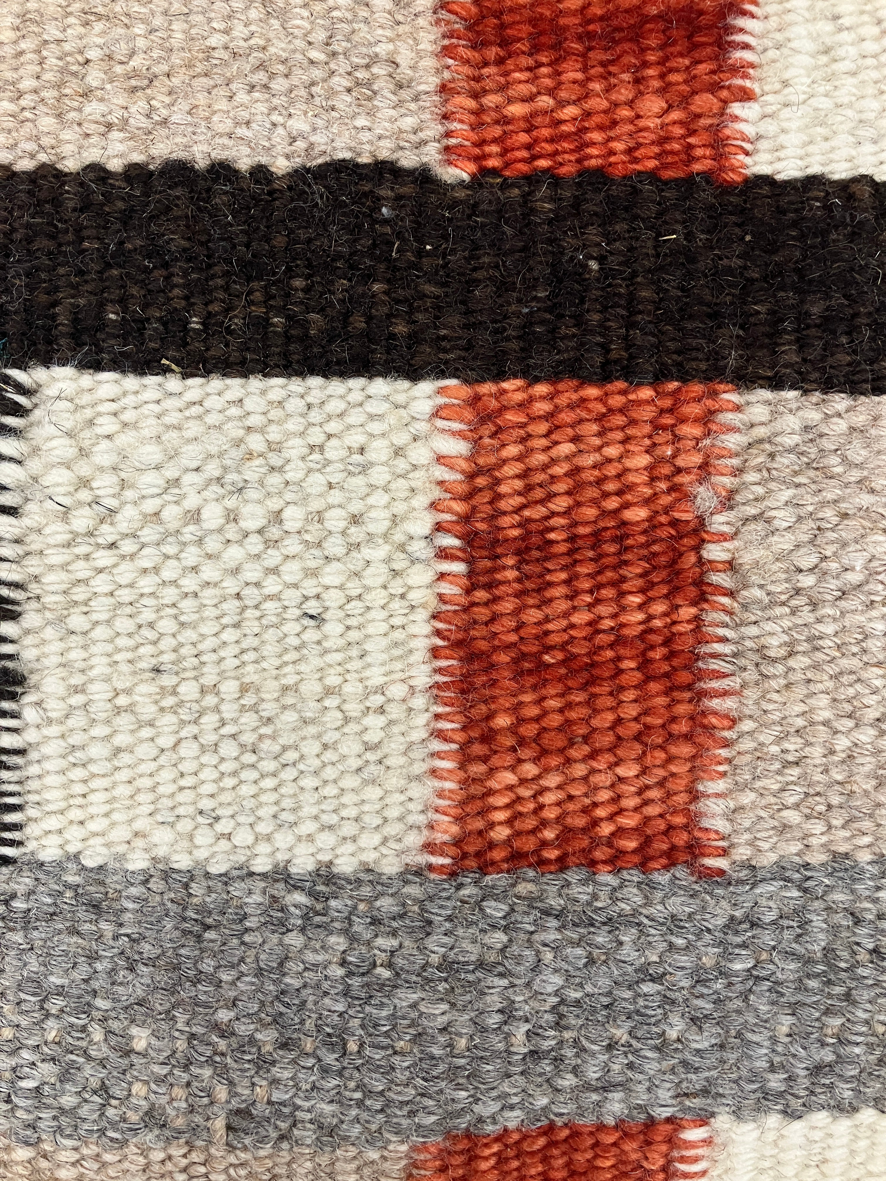 Santafe Collection - 3'x5' 8'x10' 9'x12' - Grey Beige Black/Brown & Rust - Hand Woven Flat Weave Rug - Southwestern Tribal Rug