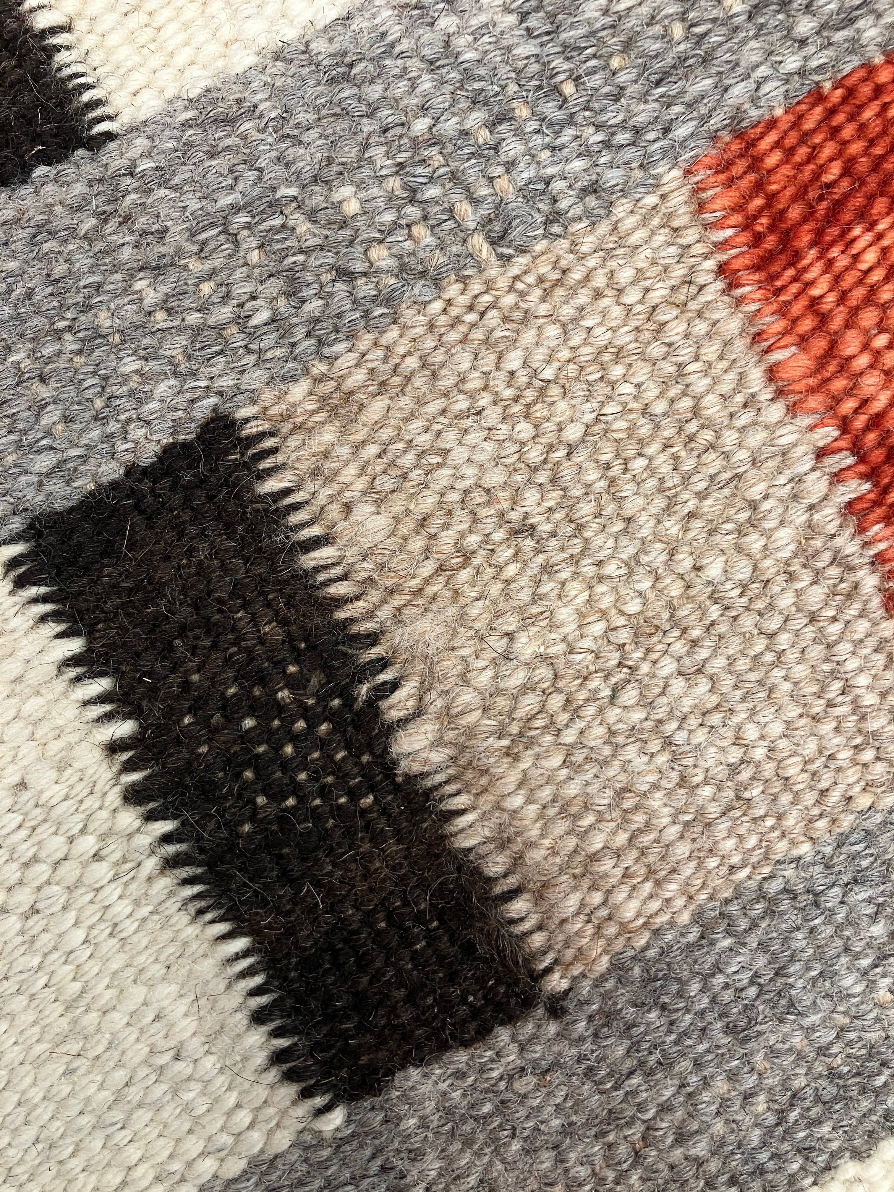 Santafe Collection - 3'x5' 8'x10' 9'x12' - Grey Beige Black/Brown & Rust - Hand Woven Flat Weave Rug - Southwestern Tribal Rug