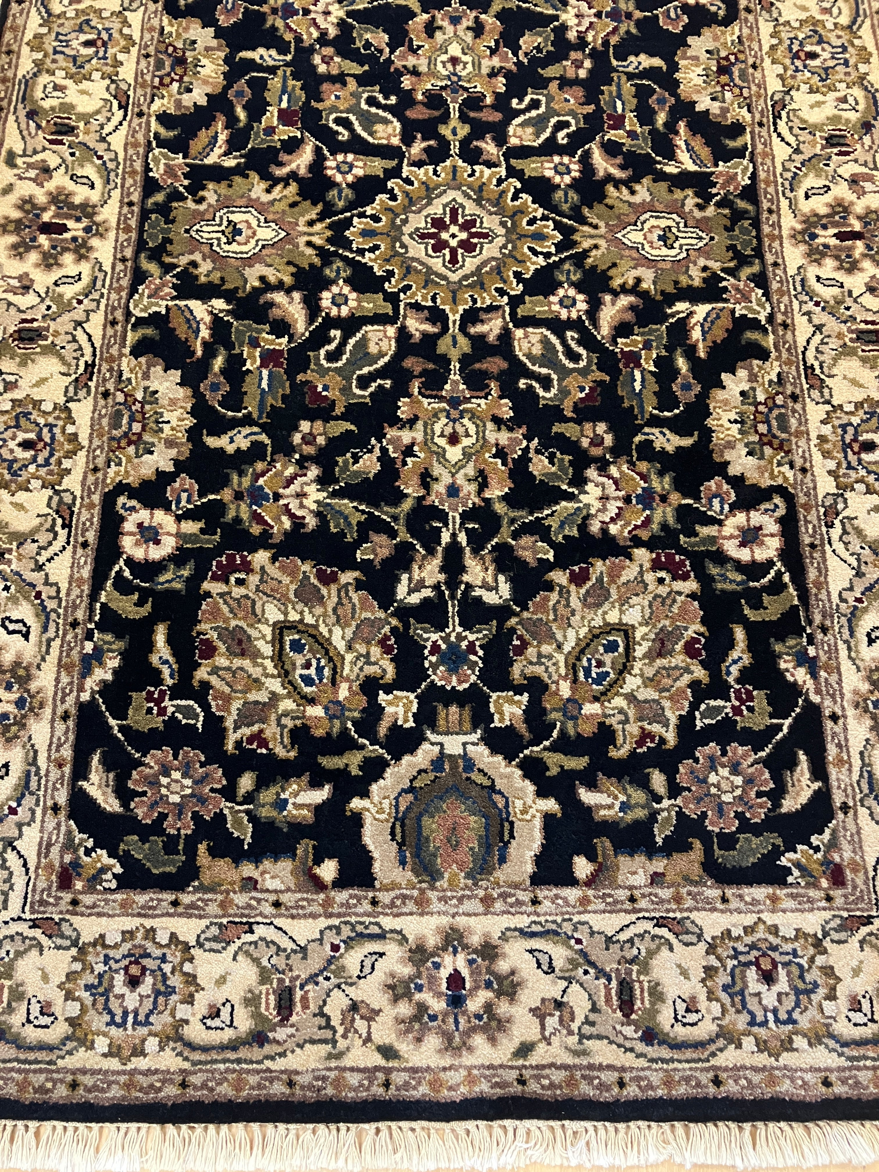 Royal Jaipur - 3' 02" x 5' 00" - Multicolor & Black - Hand Knotted Wool Area Rug - Traditional Classic Rug