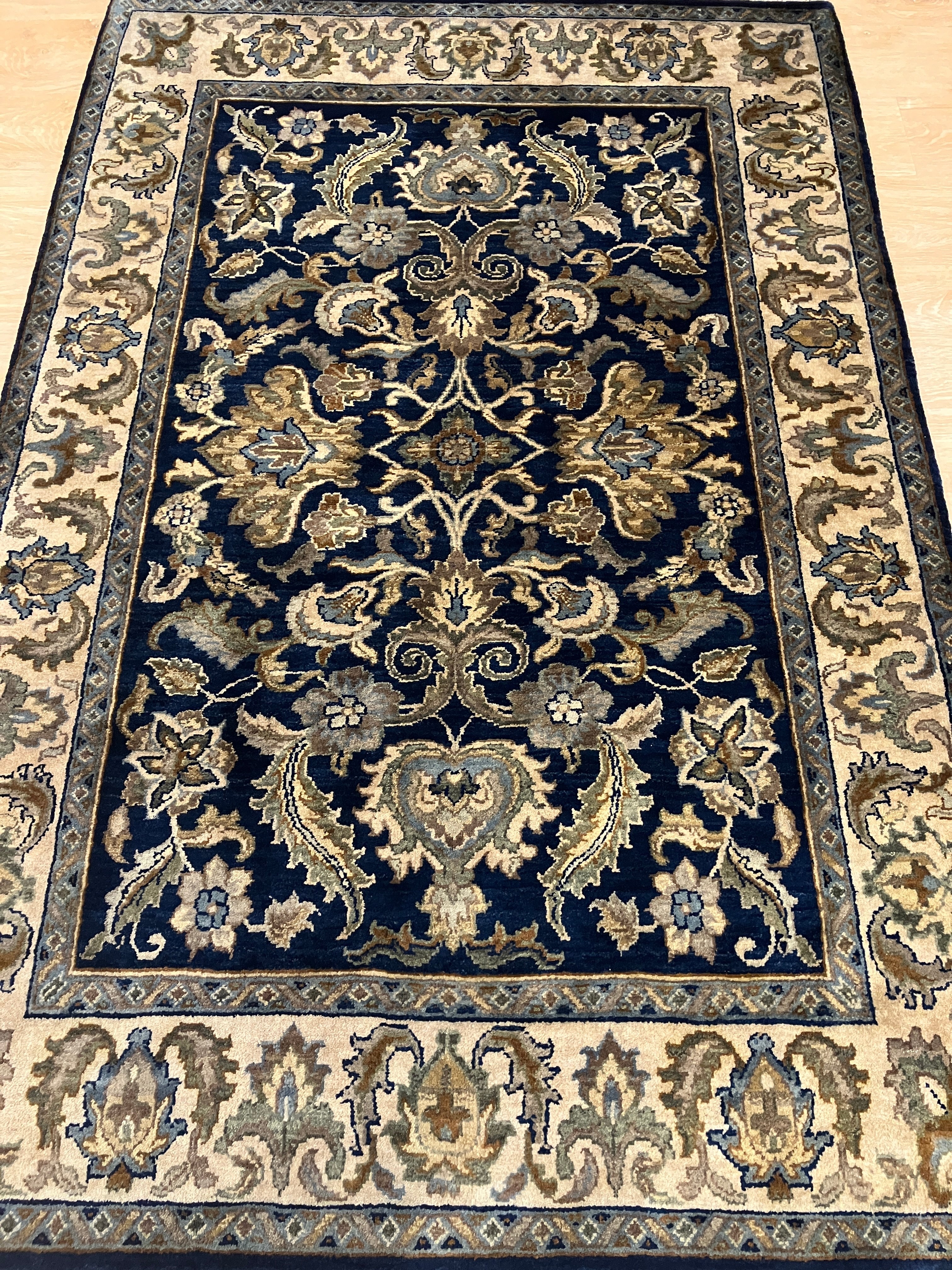 Royal Jaipur - 4' 00" x 6' 01" - Multicolor & Blue - Hand Knotted Wool Rug - Traditional Classic Rug