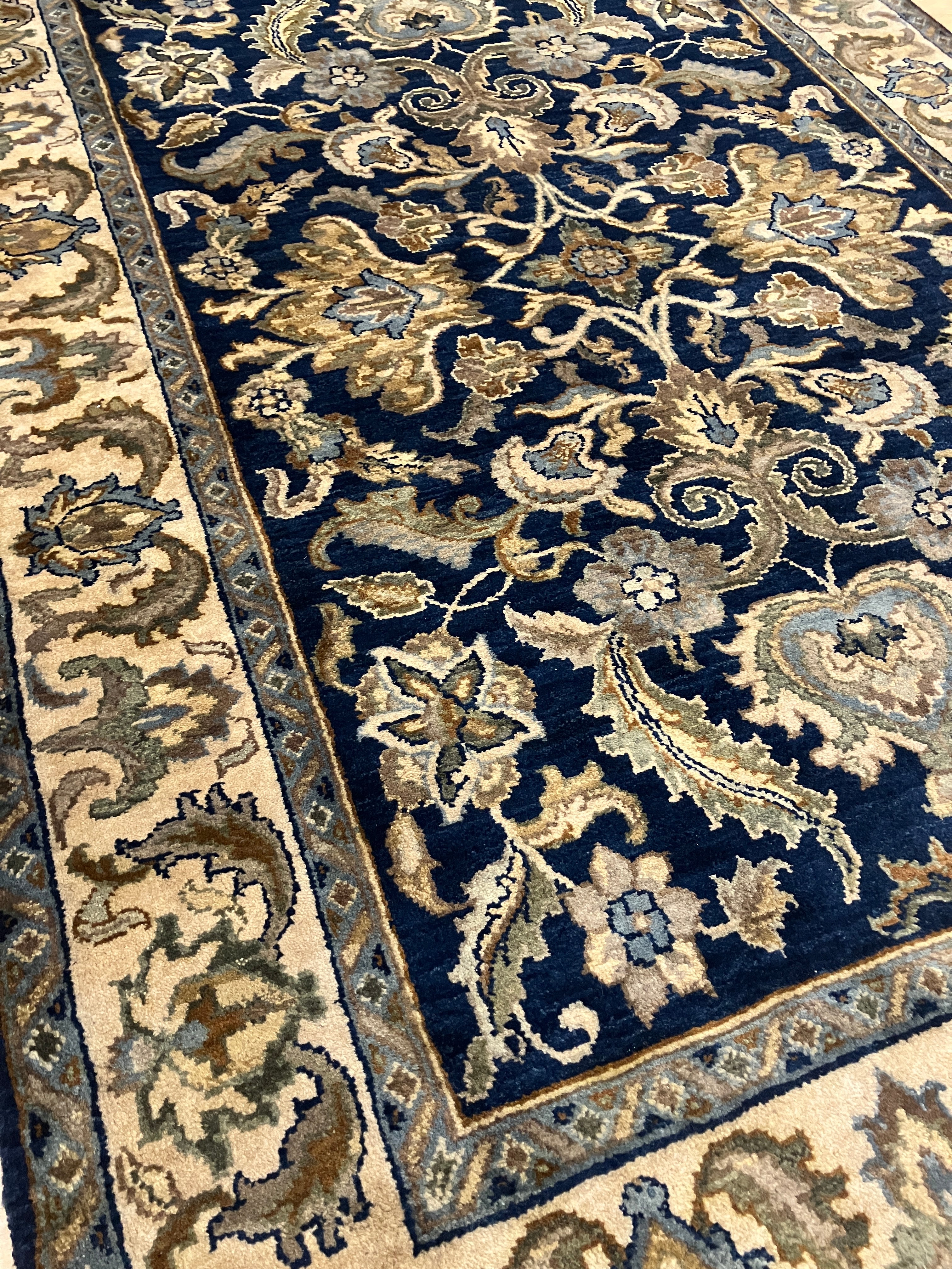 Royal Jaipur - 4' 00" x 6' 01" - Multicolor & Blue - Hand Knotted Wool Rug - Traditional Classic Rug
