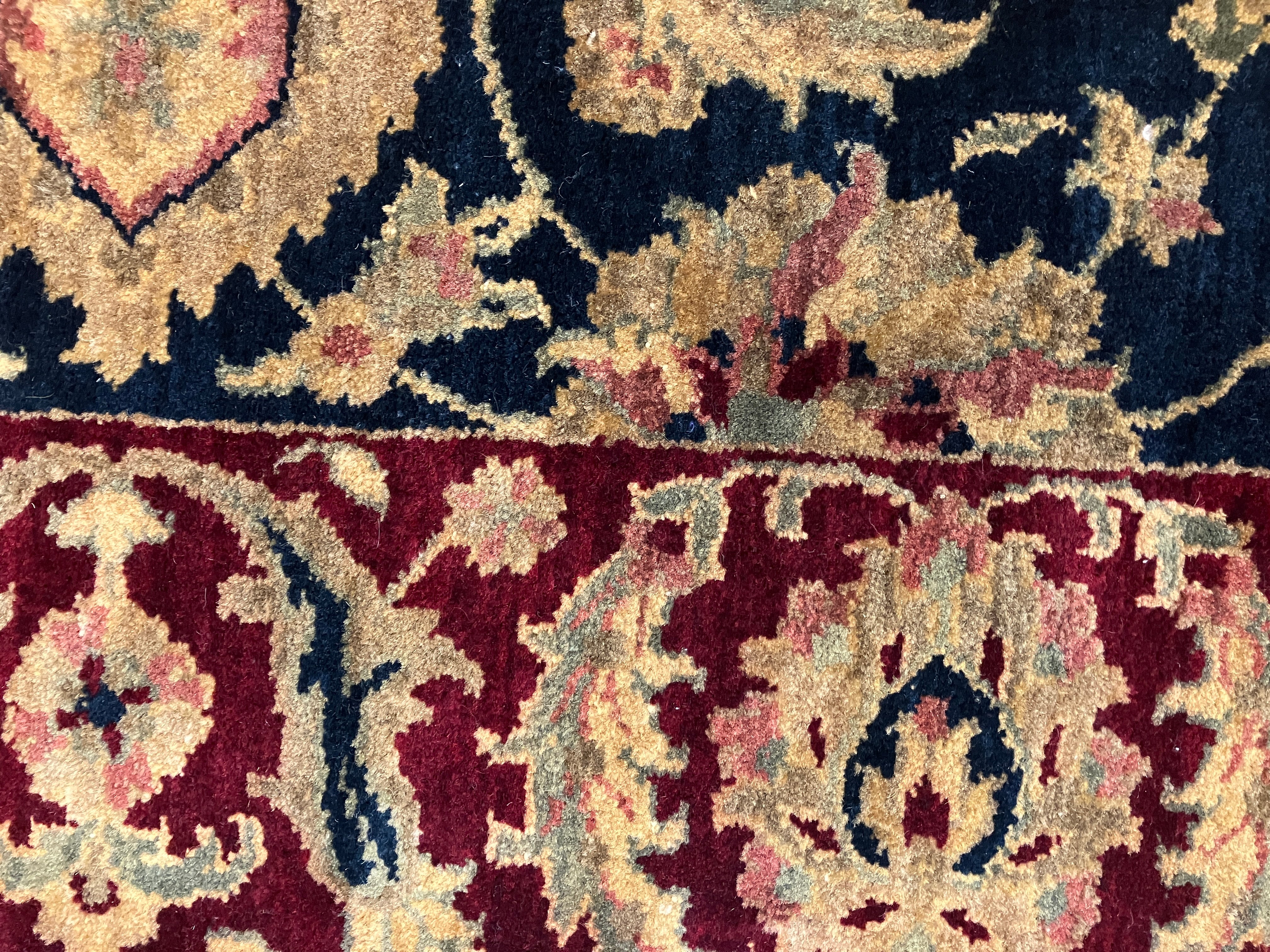 Royal Jaipur - 4' 00" x 6' 01" - Navy Beige Rose Red - Hand Knotted Wool Rug - Traditional Classic Rug