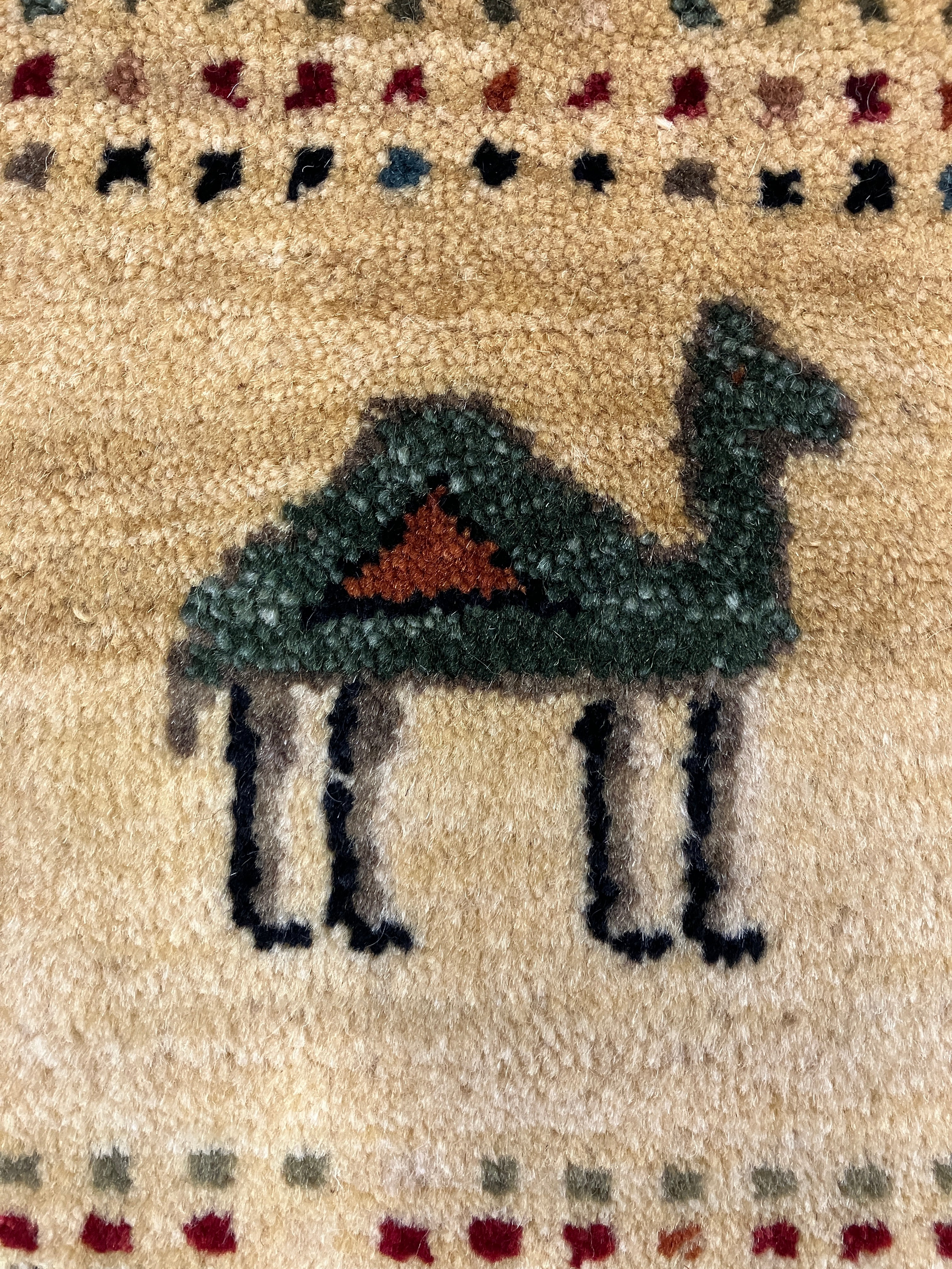 Royal Gabbeh - 4'x6' - Camel & Red Black Blue Grey Landscape Scene - Hand Knotted Tribal Nomadic Wool Rug