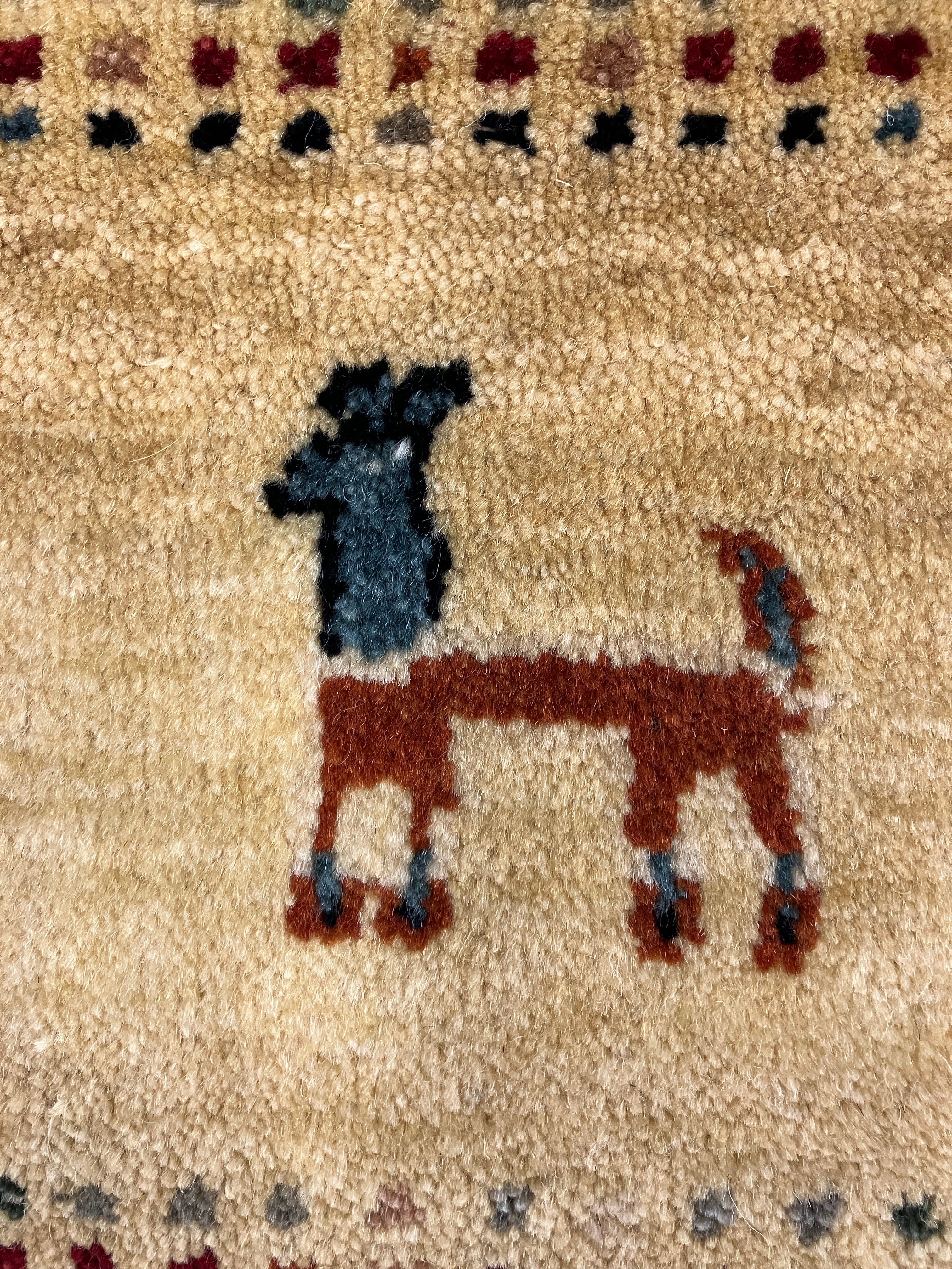 Royal Gabbeh - 4'x6' - Camel & Red Black Blue Grey Landscape Scene - Hand Knotted Tribal Nomadic Wool Rug