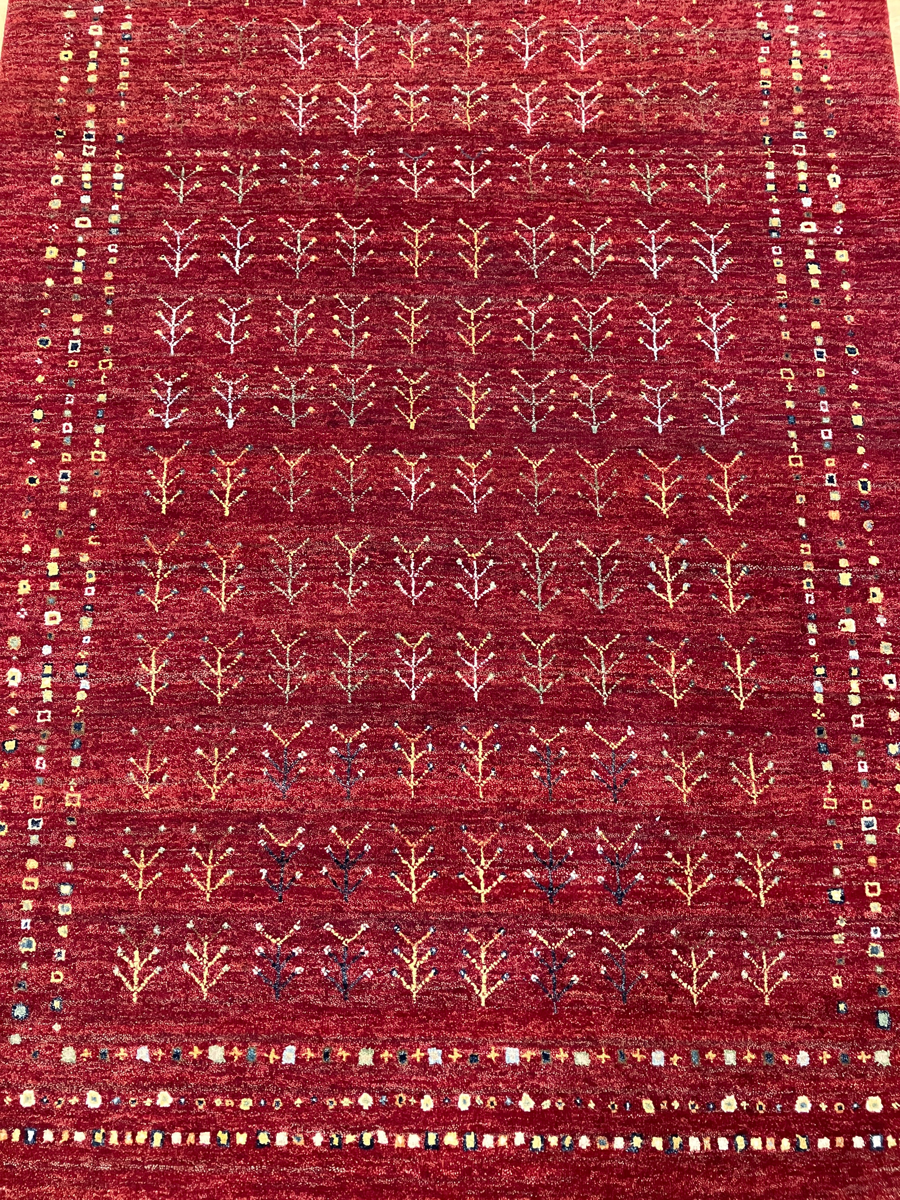 Royal Gabbeh - 4'x6' - Red Multicolor Tree of Life Landscape - Hand Knotted Tribal Nomadic Wool Rug