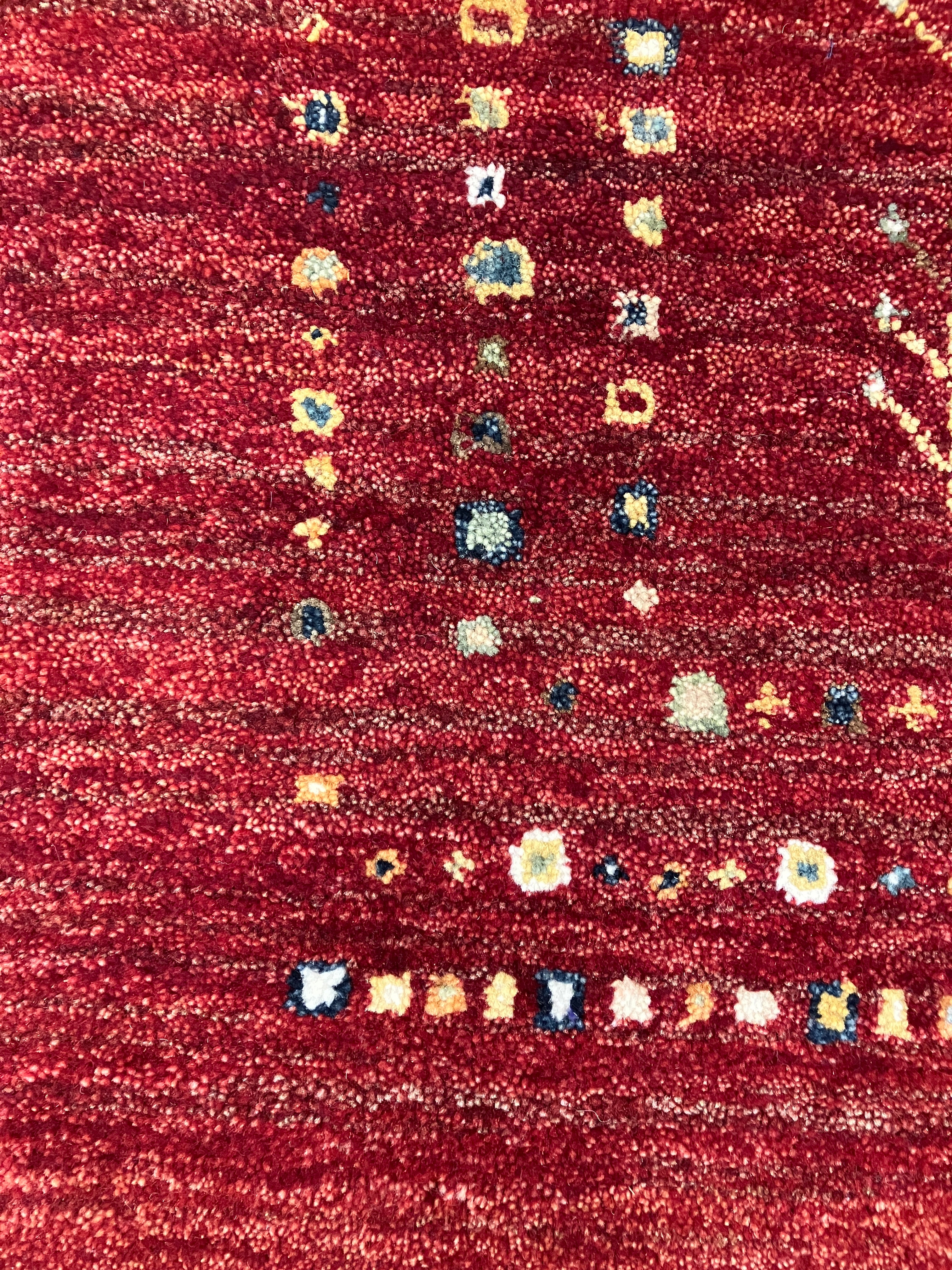 Royal Gabbeh - 4'x6' - Red Multicolor Tree of Life Landscape - Hand Knotted Tribal Nomadic Wool Rug