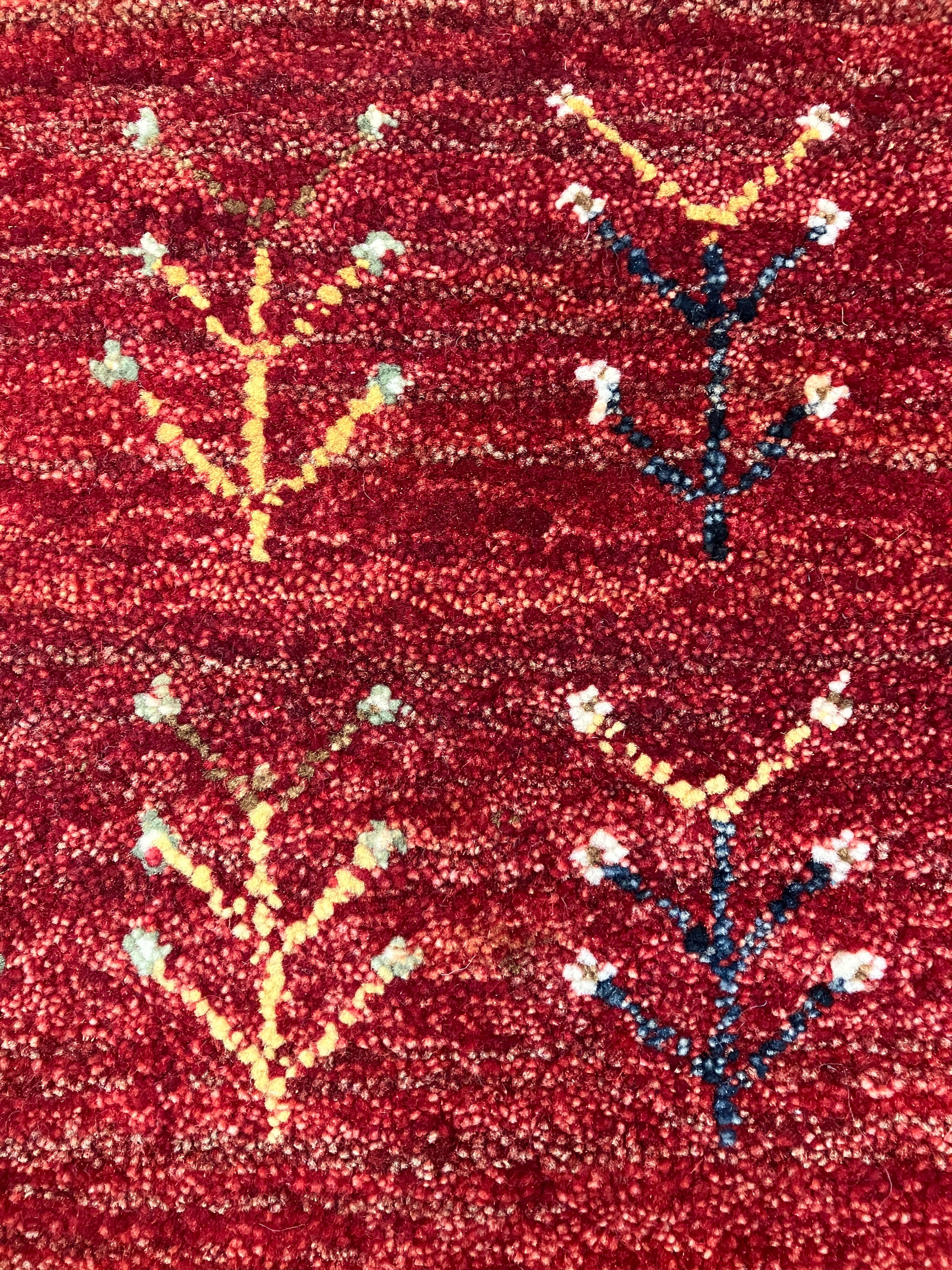 Royal Gabbeh - 4'x6' - Red Multicolor Tree of Life Landscape - Hand Knotted Tribal Nomadic Wool Rug