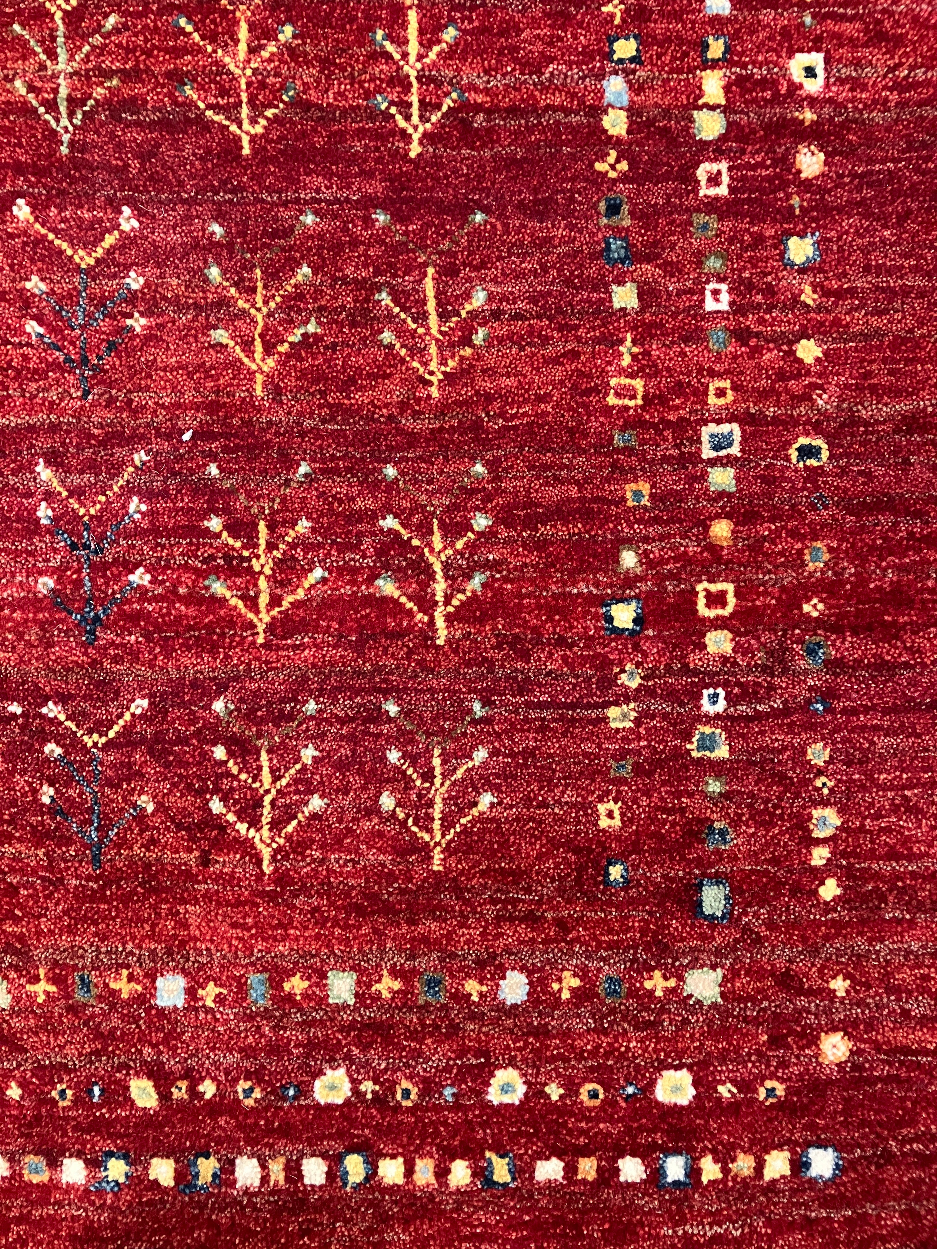 Royal Gabbeh - 4'x6' - Red Multicolor Tree of Life Landscape - Hand Knotted Tribal Nomadic Wool Rug