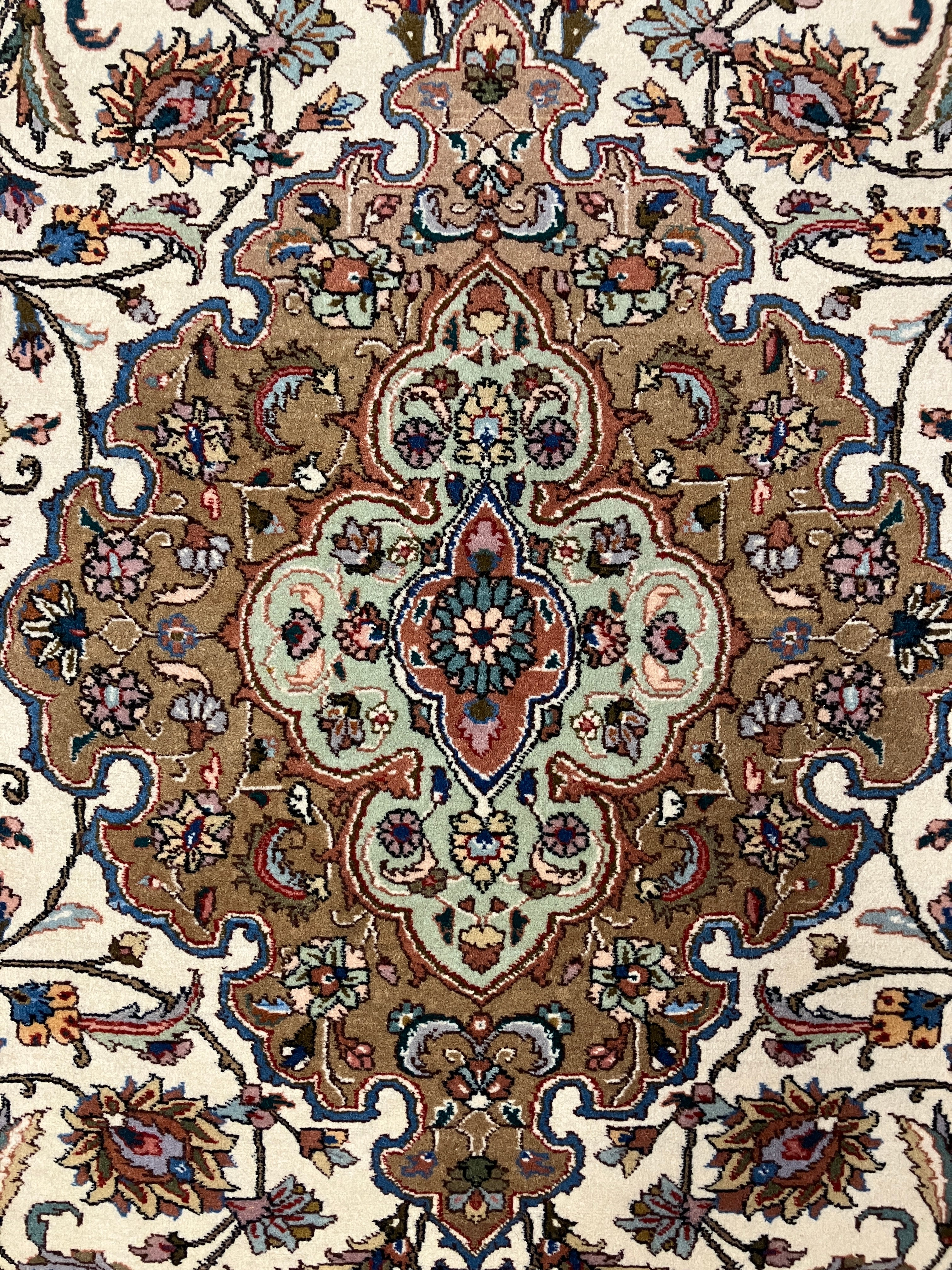 Persian Tabriz - 4' 02" x 5' 10" - Multicolor Garden Design - Hand Knotted Wool Rug - Traditional Classic Persian Tabriz Rug