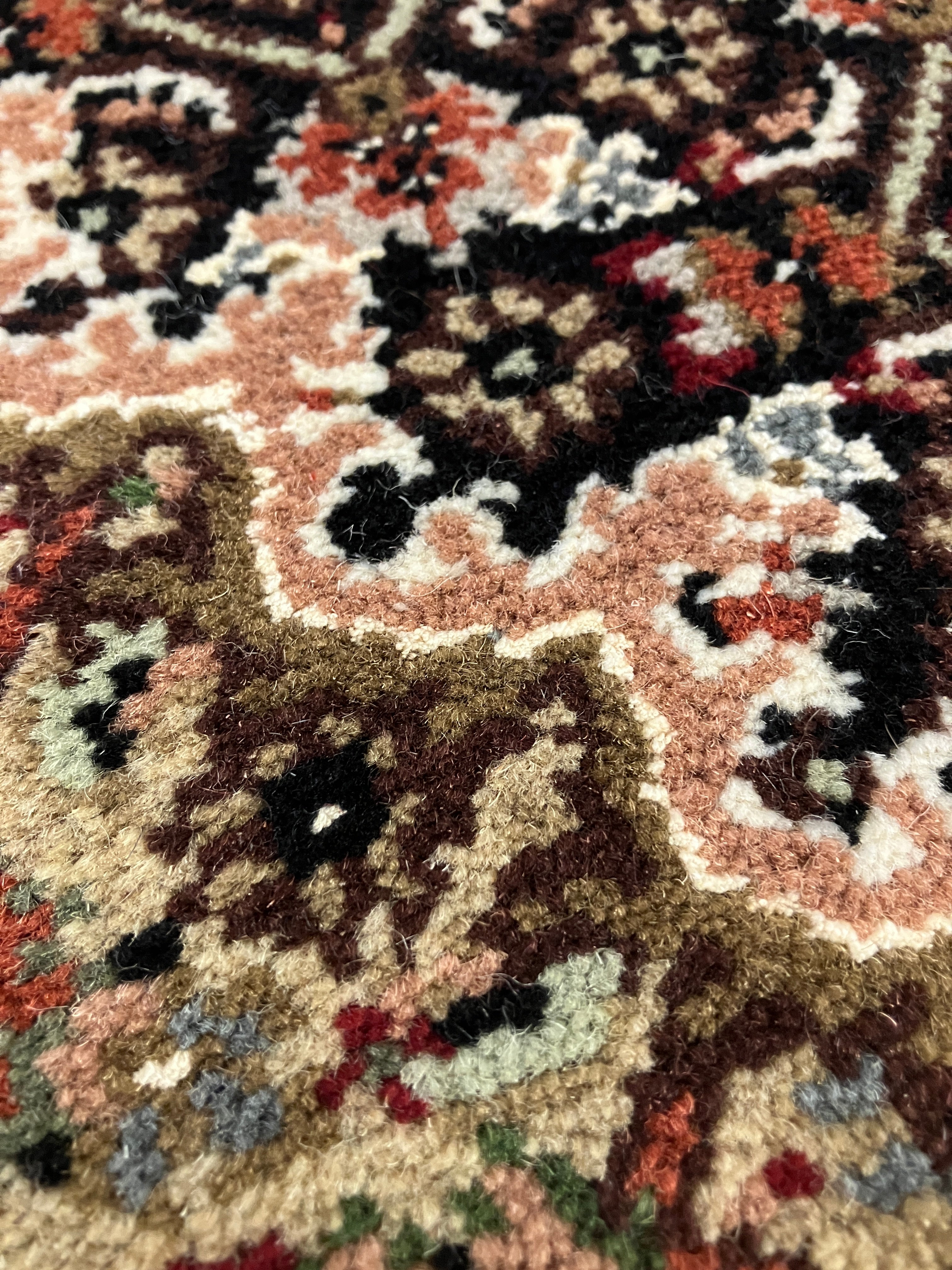 Persian Tabriz Mahi - 4' 00" x 6' 00" - Black Red Ivory Sage Camel - Hand Knotted Wool & Silk Rug - Traditional Classic Persian Tabriz Mahi Rug