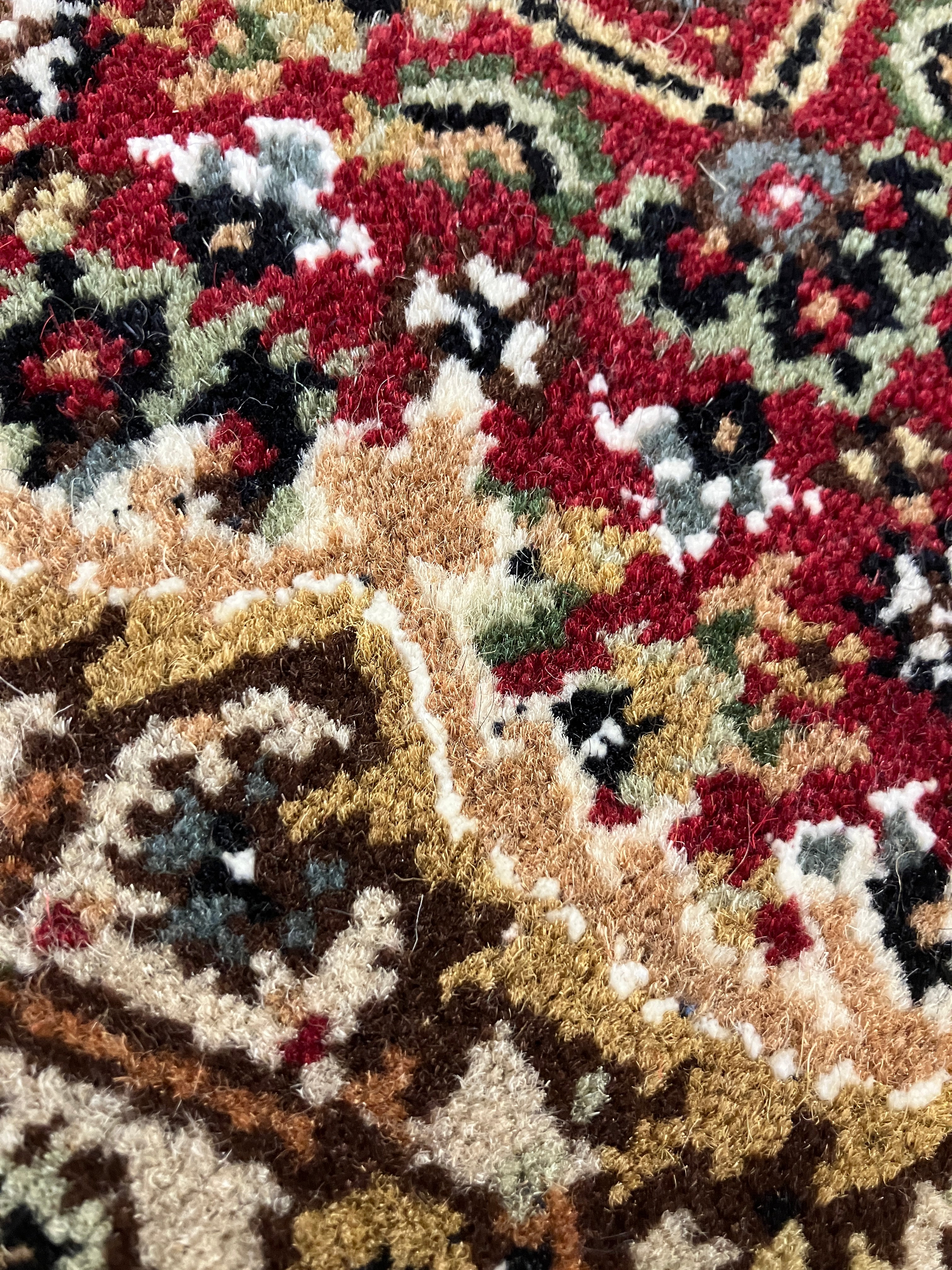 Persian Tabriz Mahi - 4' 00" x 6' 00" - Red Ivory Black Sage Camel - Hand Knotted Wool & Silk Rug - Traditional Classic Persian Tabriz Mahi Rug