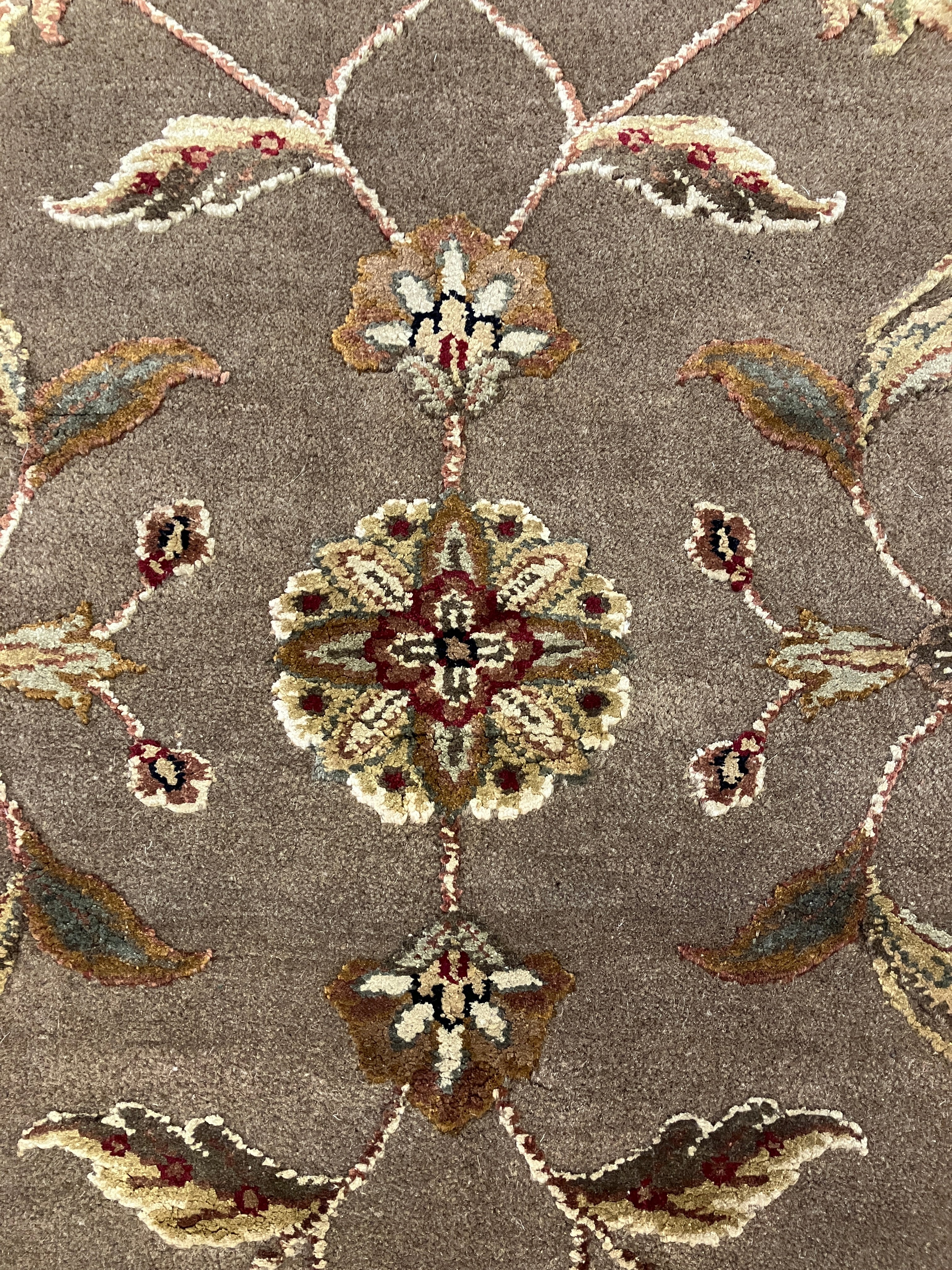 Persian Tabriz Wool & Silk Flowers - 4' 00" x 6' 01" - Brown Multicolor Silk Flowers - Hand Knotted Wool & Silk Rug - Traditional Classic Persian Tabriz Rug