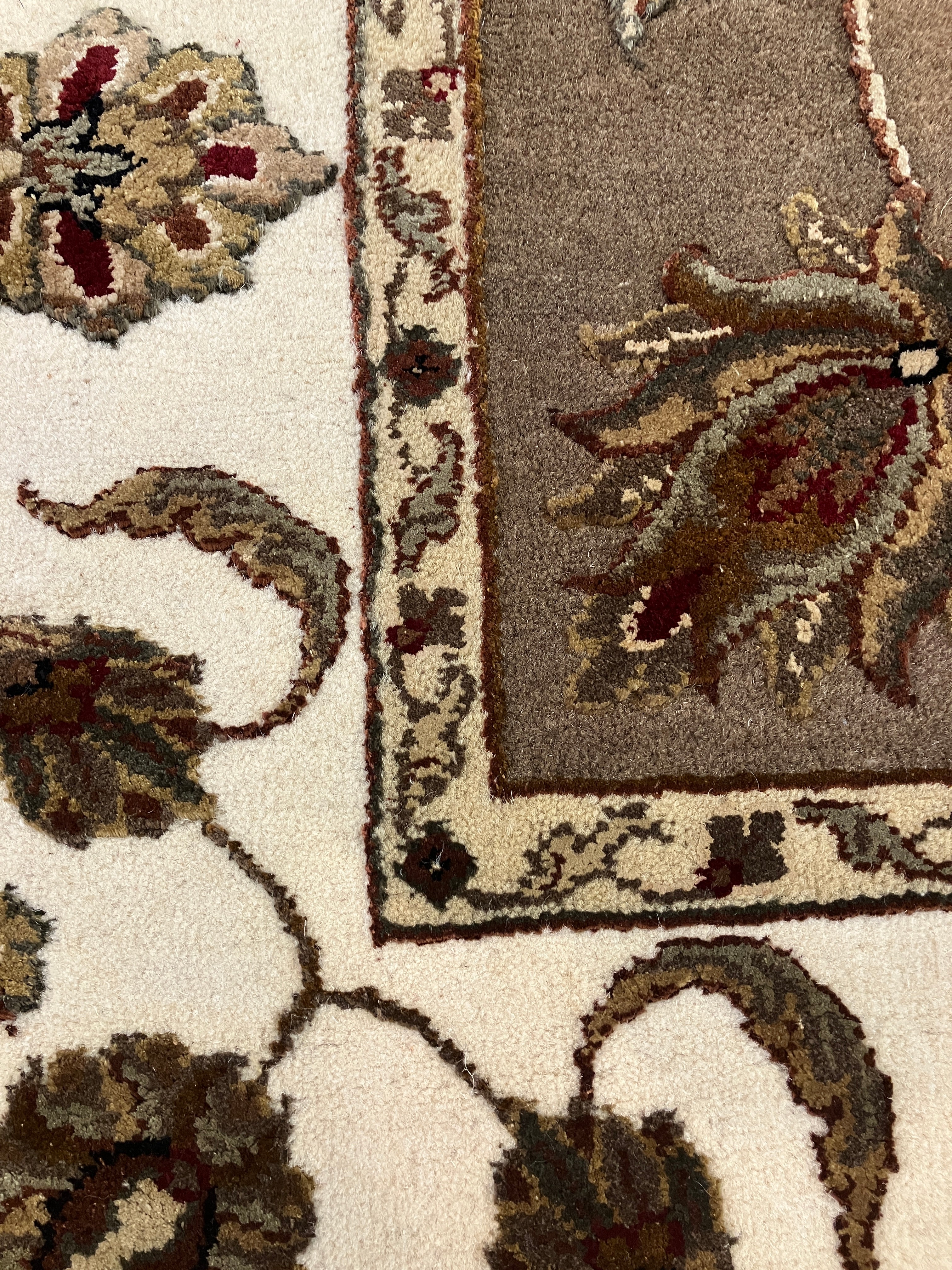 Persian Tabriz Wool & Silk Flowers - 4' 00" x 6' 01" - Brown Multicolor Silk Flowers - Hand Knotted Wool & Silk Rug - Traditional Classic Persian Tabriz Rug