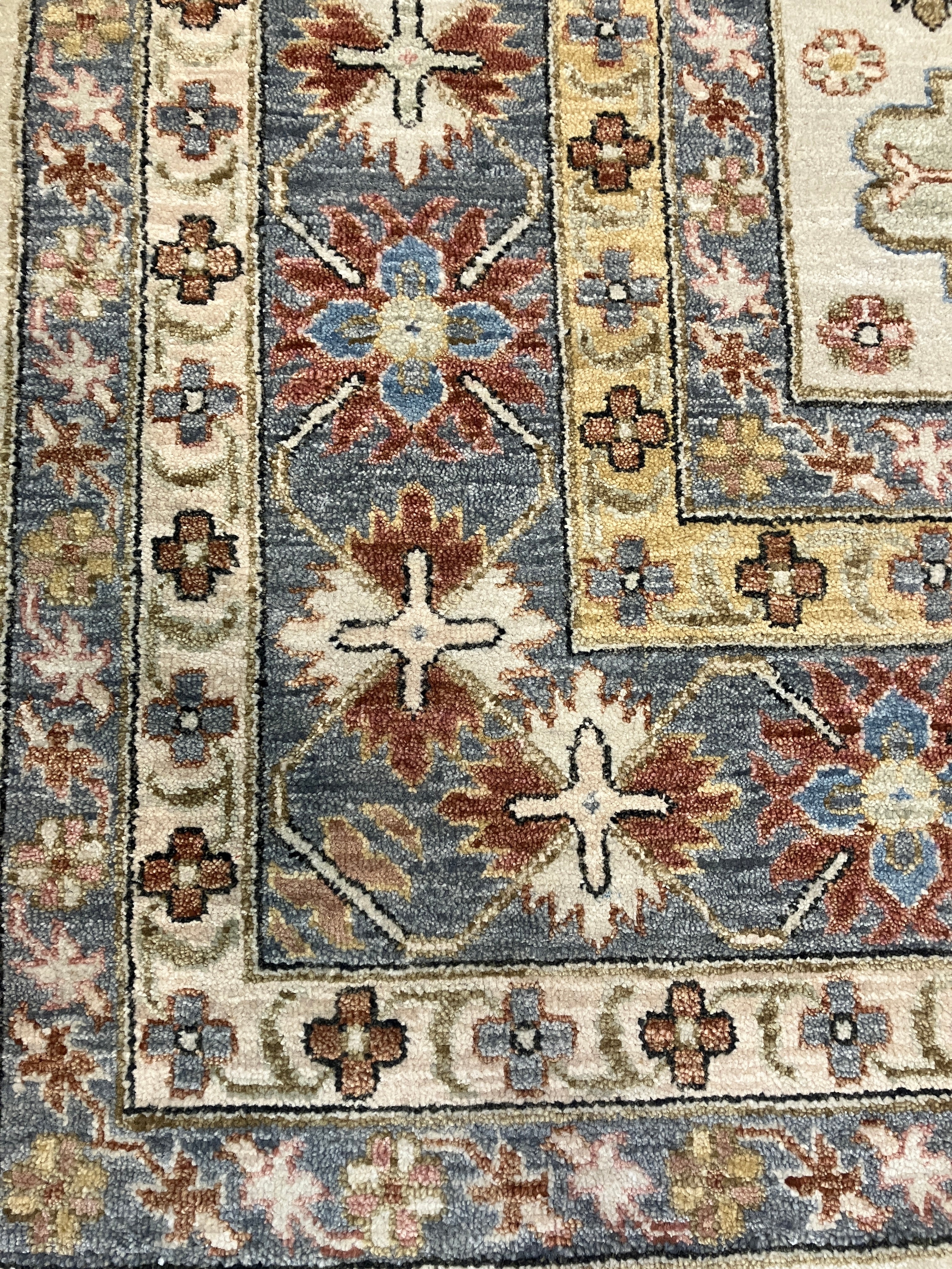 Royal Ziegler Mahal - 8' 1" x 10' 1" - Beige Blue Red Green - Hand Knotted Wool Tribal Geometric Rug
