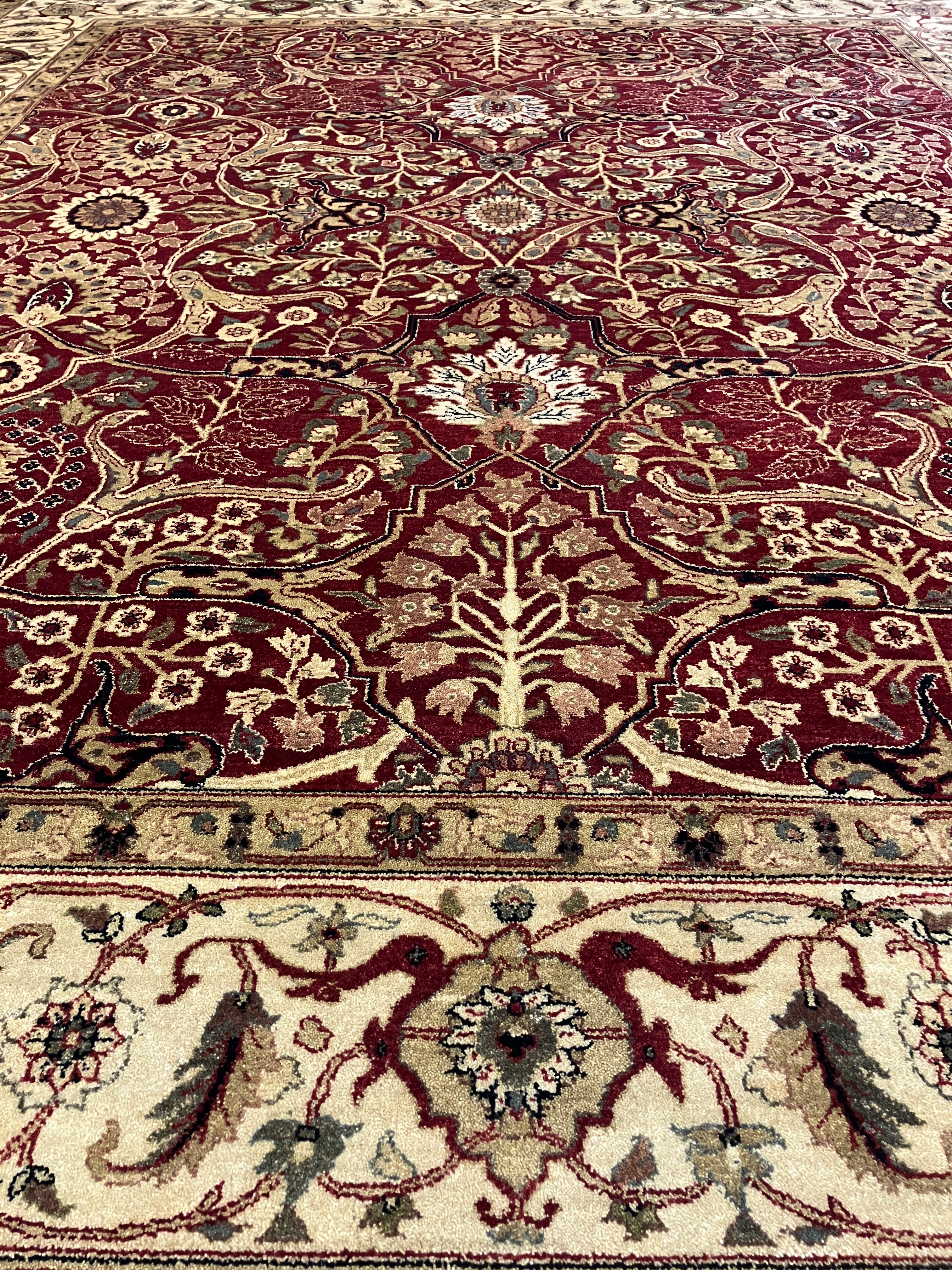 Maharaja - 8' 03" x 10' 00" - Red Beige Brown Green - Hand Knotted Wool Traditional Classic Rug