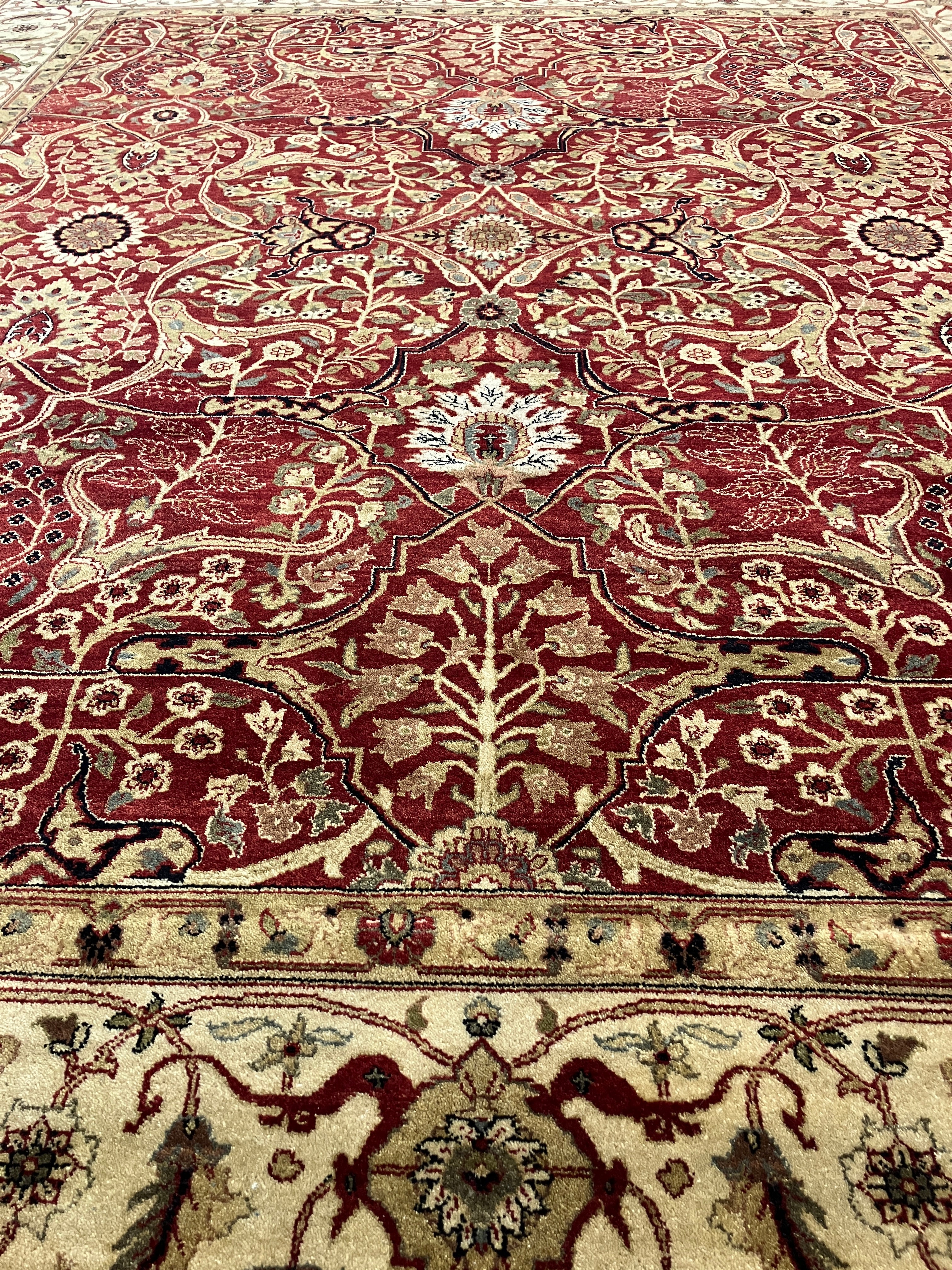 Maharaja - 8' 03" x 10' 00" - Red Beige Brown Green - Hand Knotted Wool Traditional Classic Rug