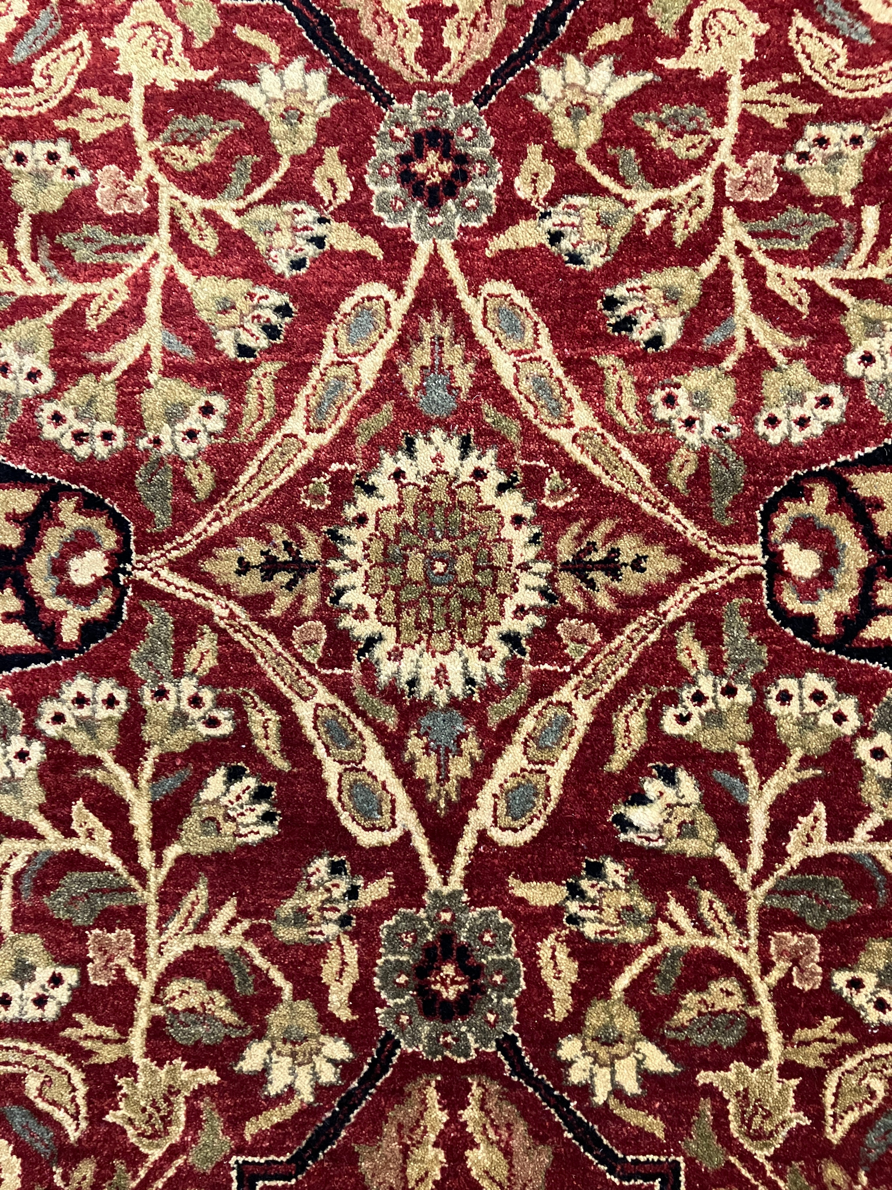 Maharaja - 8' 03" x 10' 00" - Red Beige Brown Green - Hand Knotted Wool Traditional Classic Rug