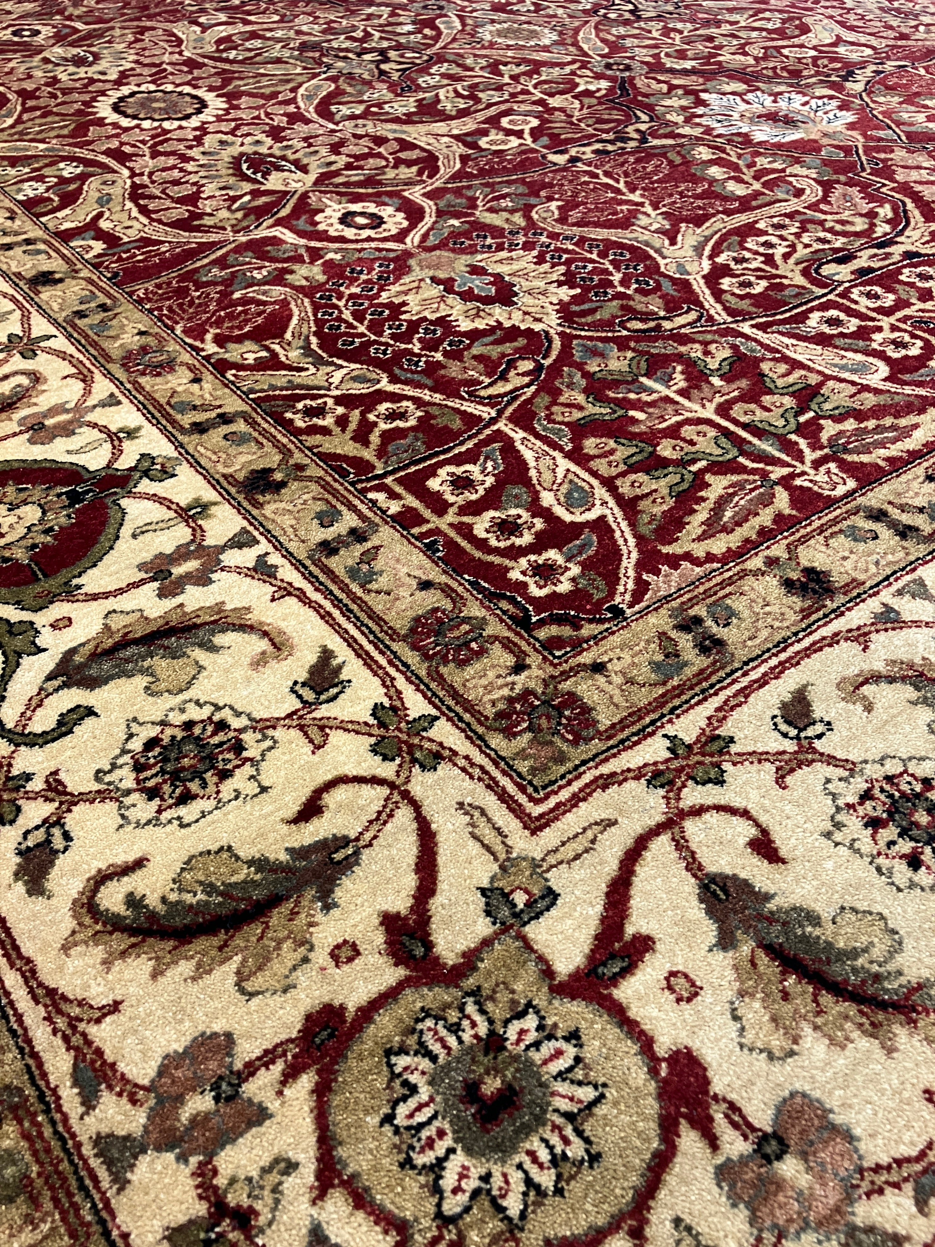 Maharaja - 8' 03" x 10' 00" - Red Beige Brown Green - Hand Knotted Wool Traditional Classic Rug