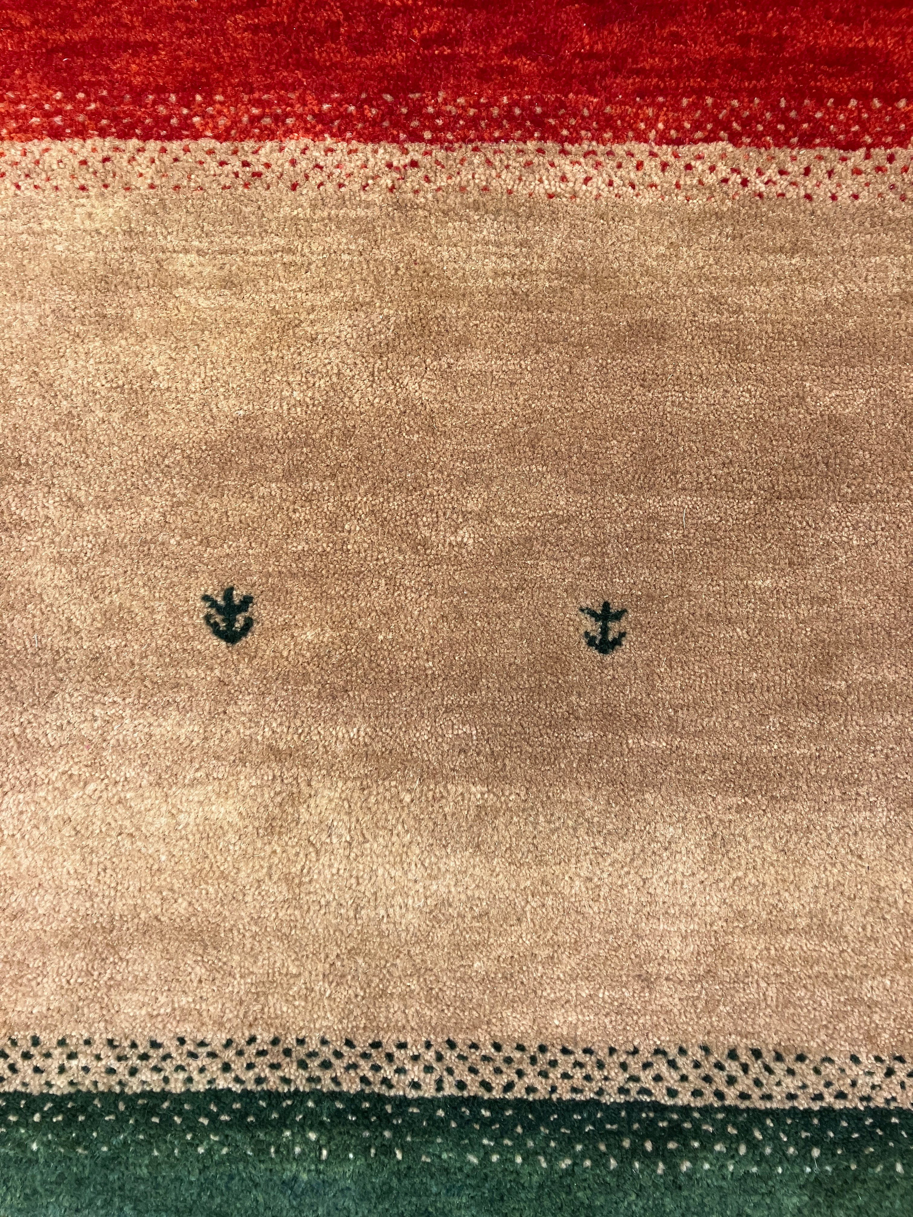 Sahara Collection - 7' 11" x 10' 01" - Blue Red Green Brown - Hand Knotted Wool Modern Block Striped Rug