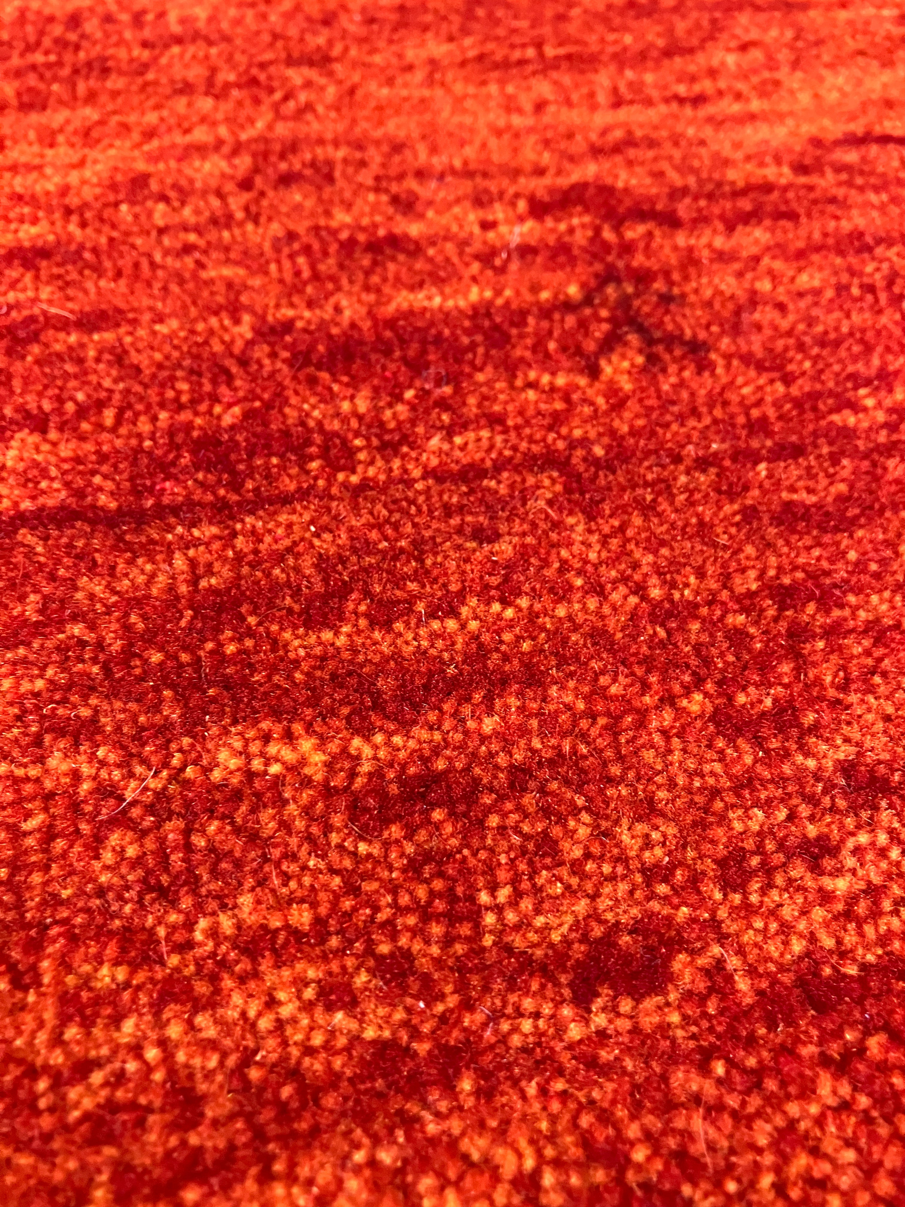 Sahara Collection - 7' 11" x 10' 01" - Blue Red Green Brown - Hand Knotted Wool Modern Block Striped Rug