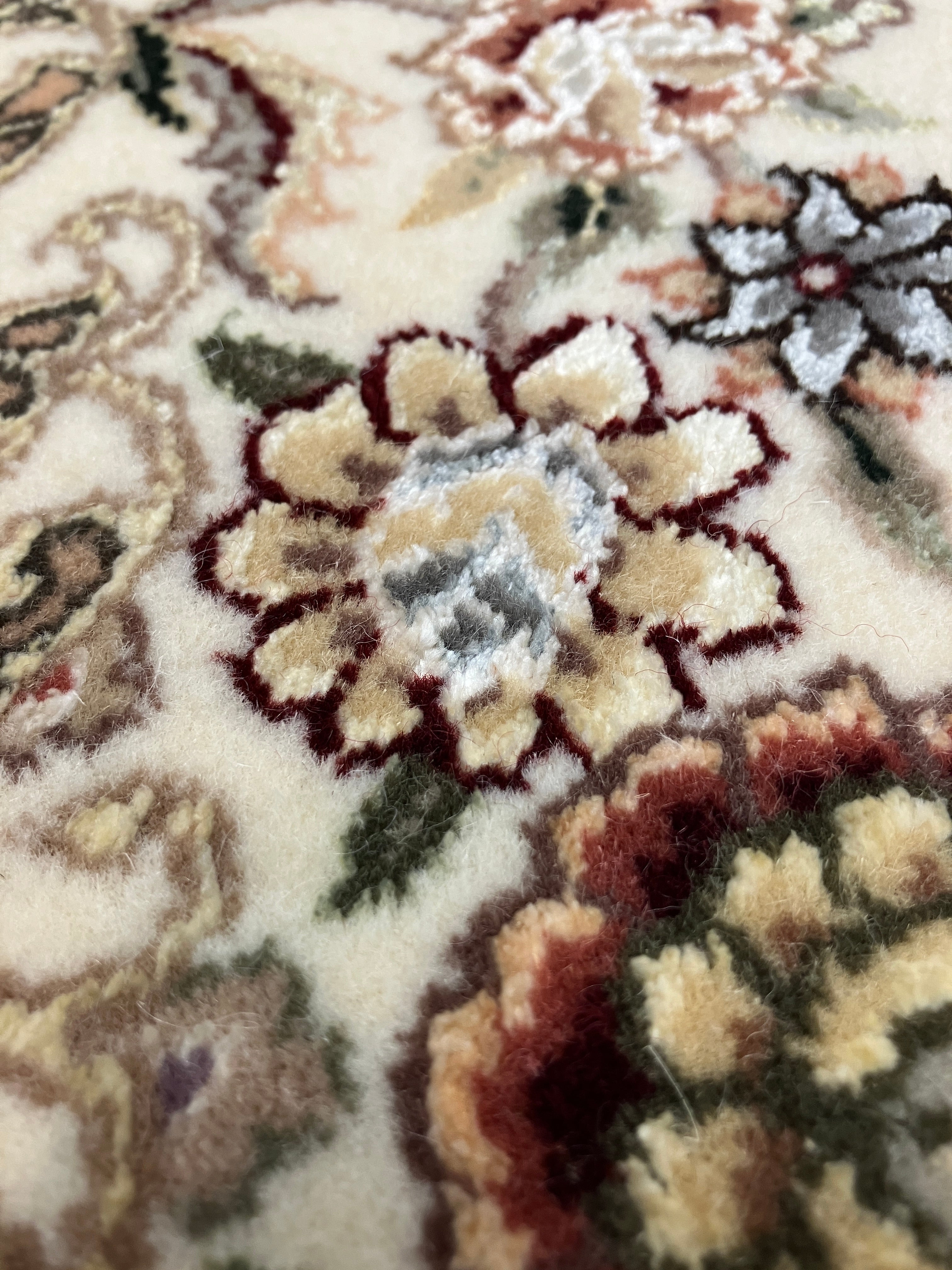 Tabriz Wool & Silk - 8' 01" x 10' 00" - White Multicolor Silk Floral Rug - Hand Knotted Wool & Silk Traditional Classic Tabriz Rug