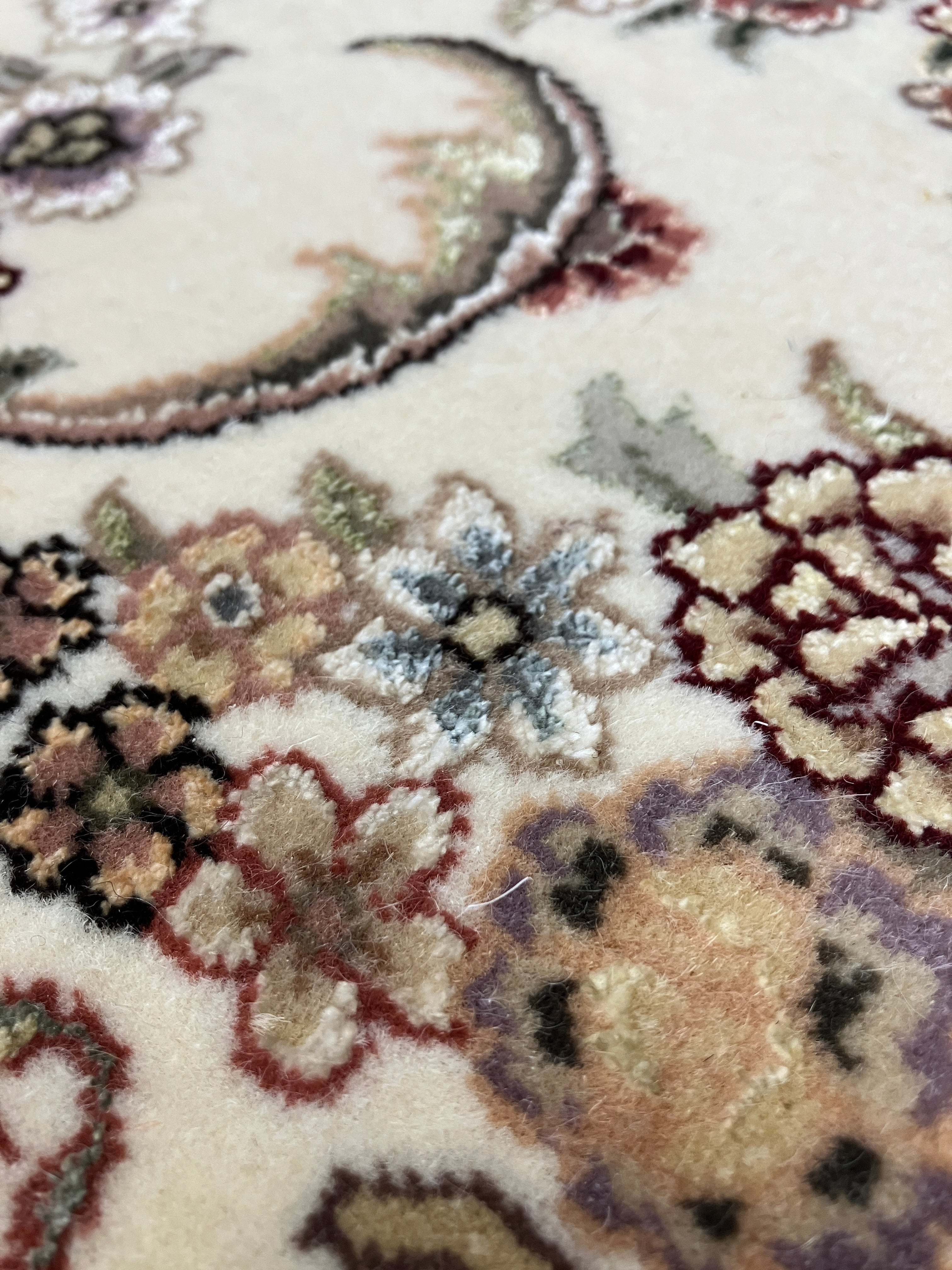 Tabriz Wool & Silk - 8' 01" x 10' 00" - White Multicolor Silk Floral Rug - Hand Knotted Wool & Silk Traditional Classic Tabriz Rug