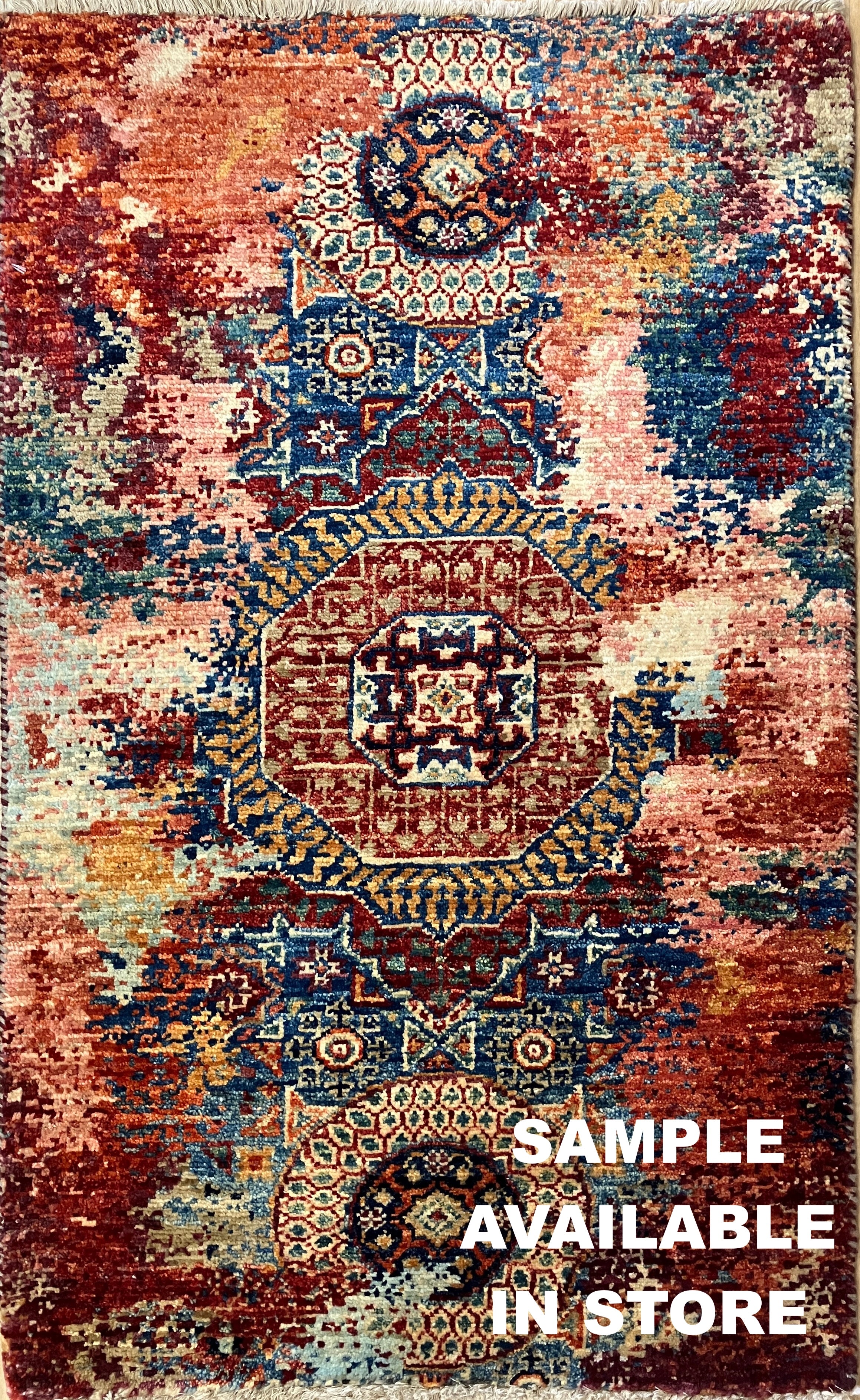 Indigo Collection - 2'x3' Mats - 3'x5' Rugs - 8'x10' Area Rug - Mamluk Style Transitional - Hand Knotted Wool Mats Runners & Rugs