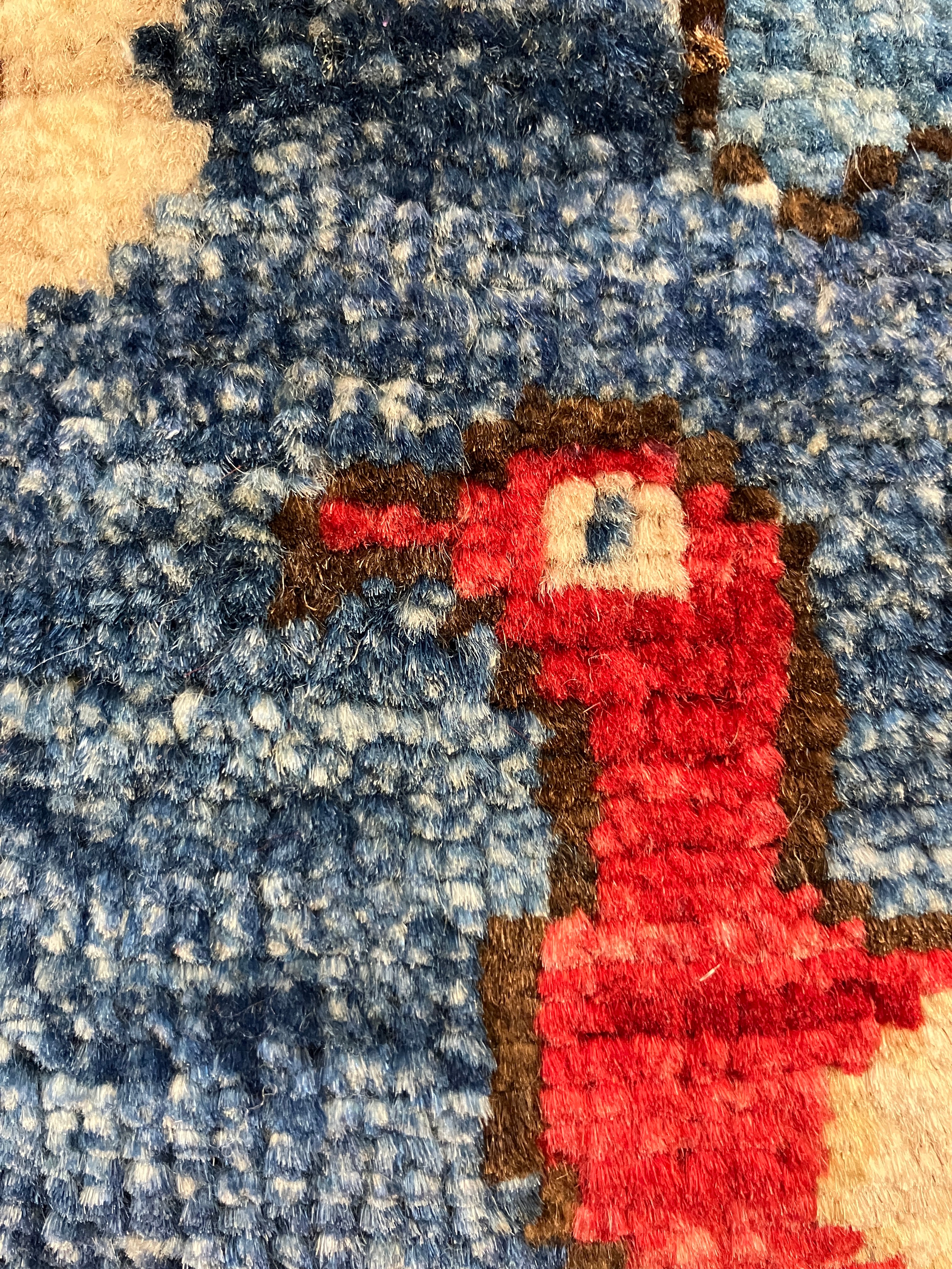 Nomad Collection - Exotic Birds of Paradise - 5' 07" x 8' 11" - Blue Landscape Bird Scene - Hand Knotted Area Rug