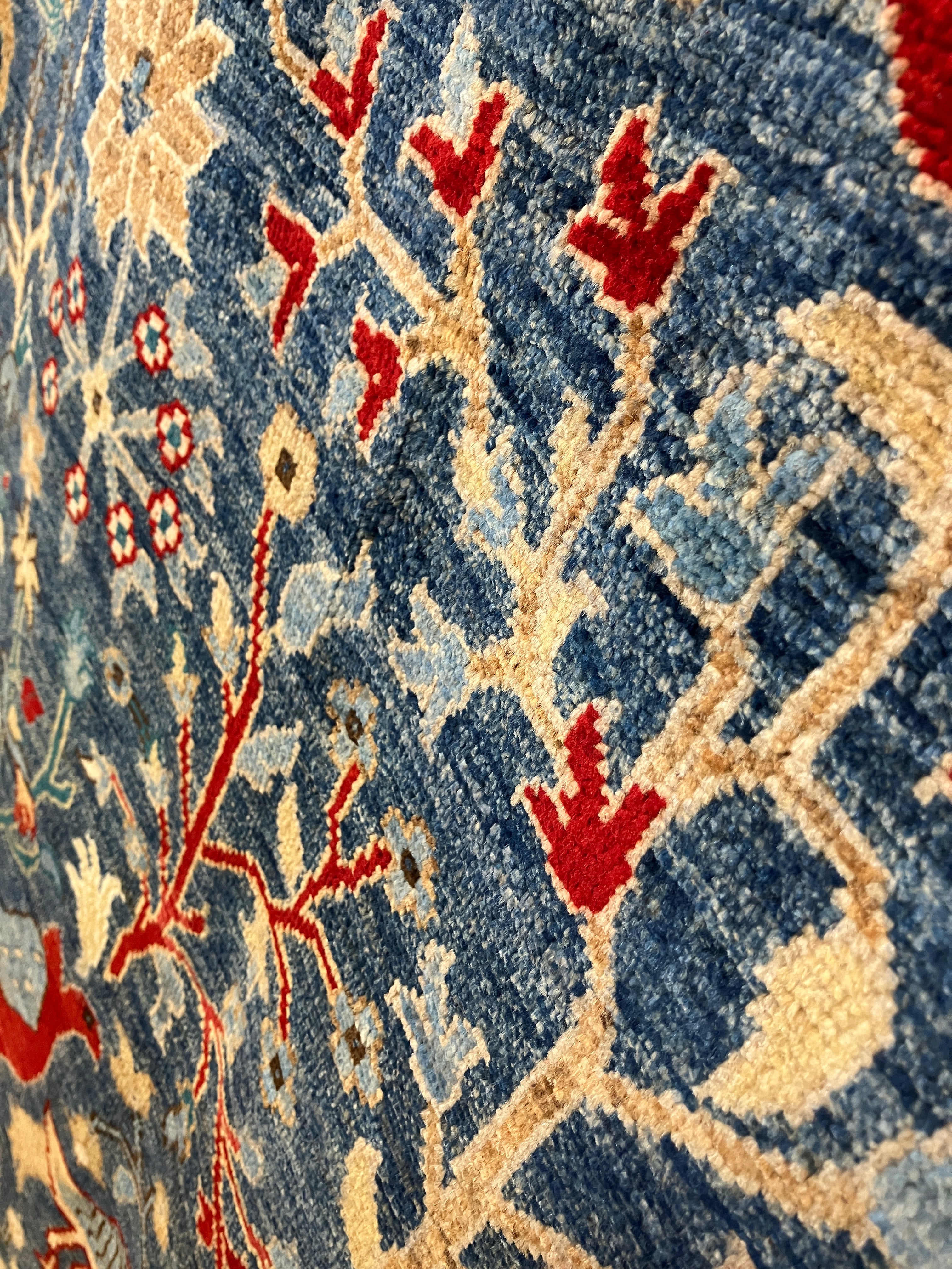 Nomad Collection - Exotic Birds of Paradise - 5' 07" x 8' 11" - Blue Landscape Bird Scene - Hand Knotted Area Rug