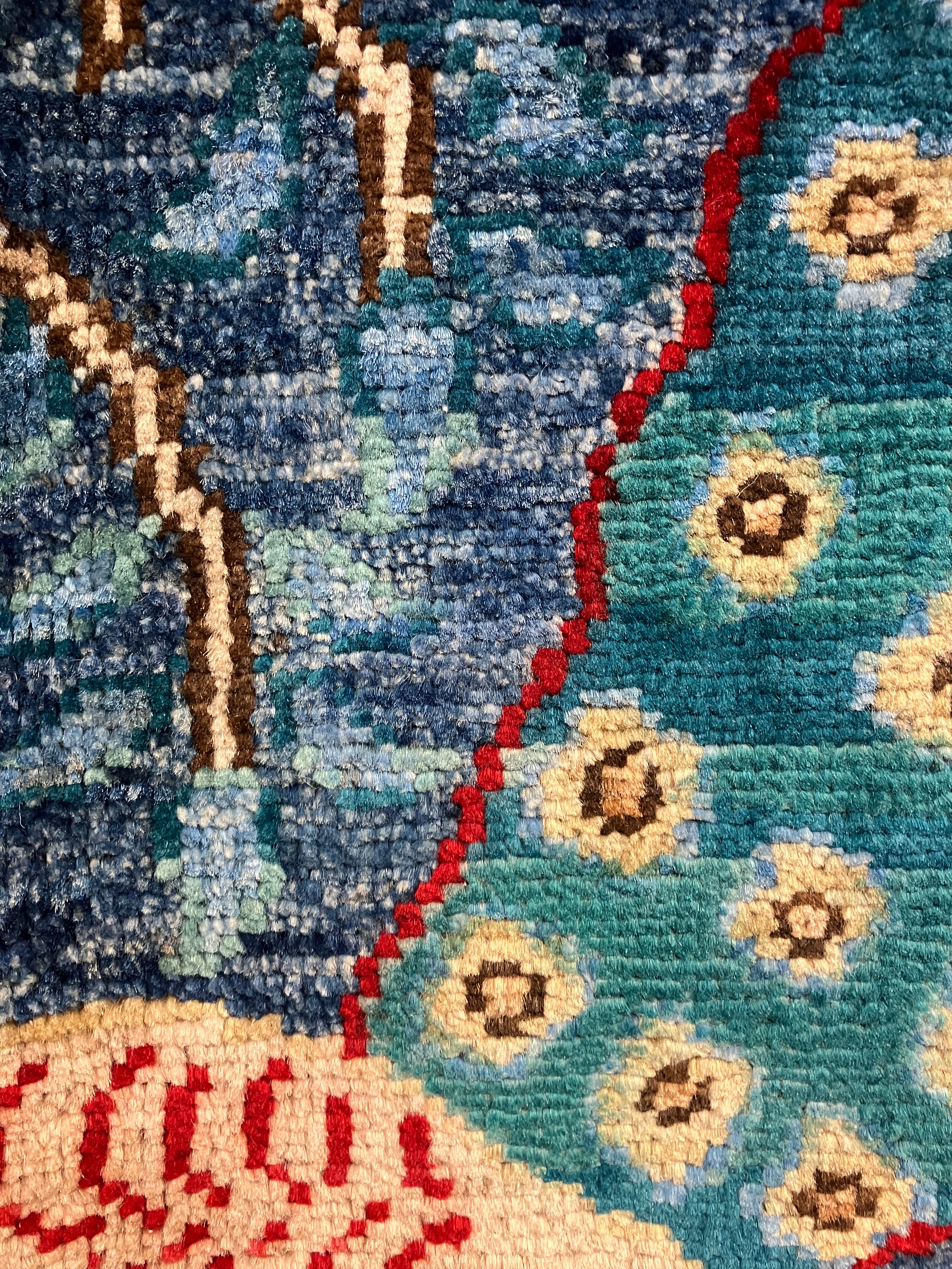 Nomad Collection - Exotic Birds of Paradise - 5' 07" x 8' 11" - Blue Landscape Bird Scene - Hand Knotted Area Rug