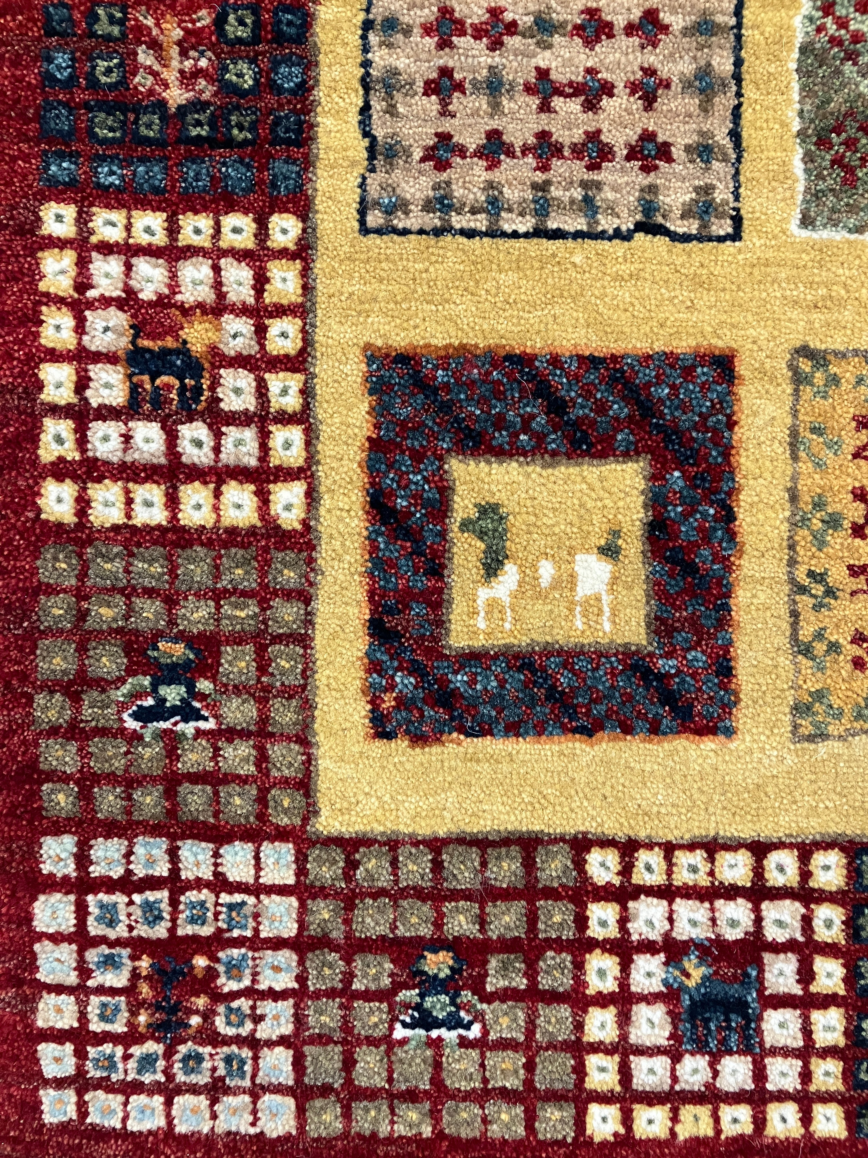 Royal Gabbeh - 2' 06" x 6' 00" Runner - Multicolor Animal Landscape - Hand Knotted Tribal Nomadic Rustic Wool Runner