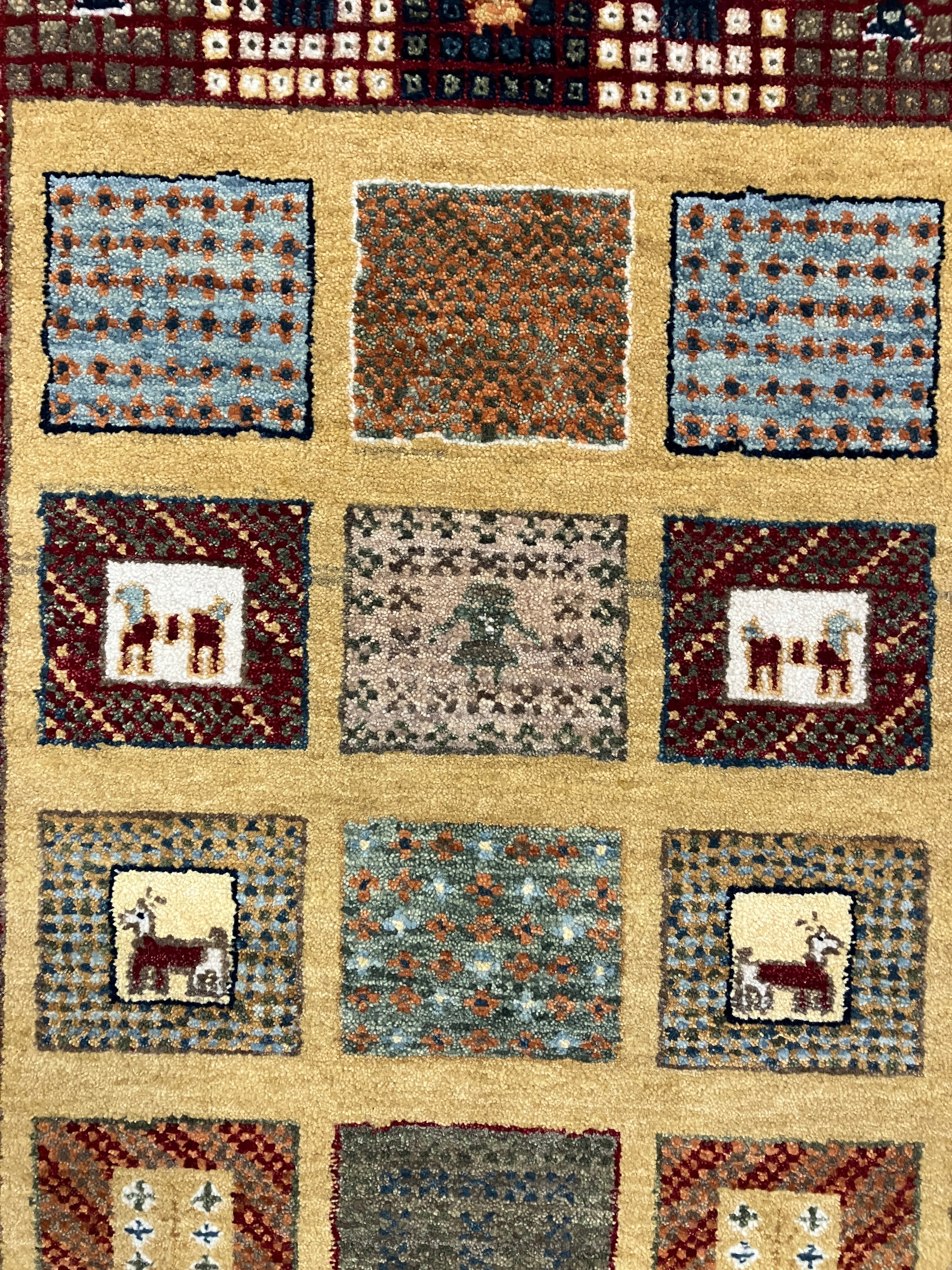 Royal Gabbeh - 2' 06" x 6' 00" Runner - Multicolor Animal Landscape - Hand Knotted Tribal Nomadic Rustic Wool Runner