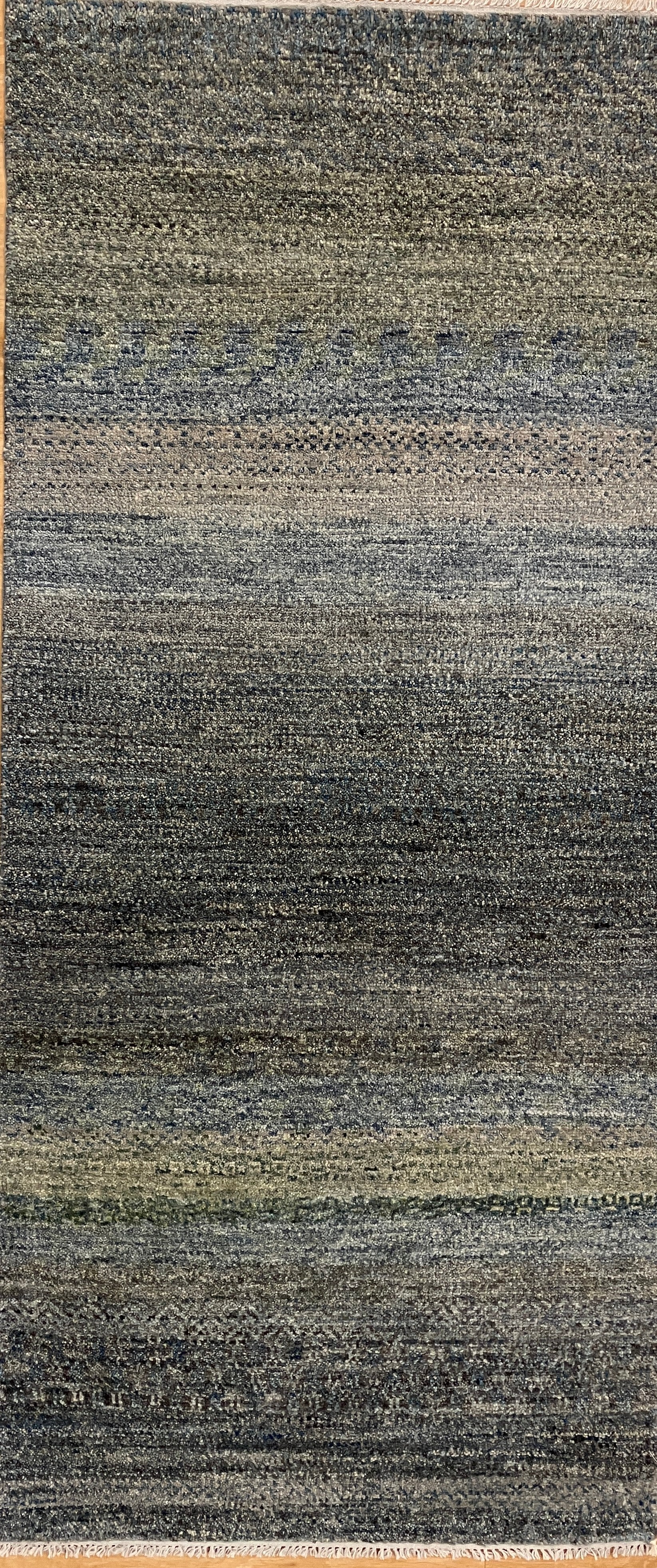 Ashton Collection - 2' 08" x 6' 00" Runner - Blue Green - Hand Knotted Modern Contemporary Wool Runner