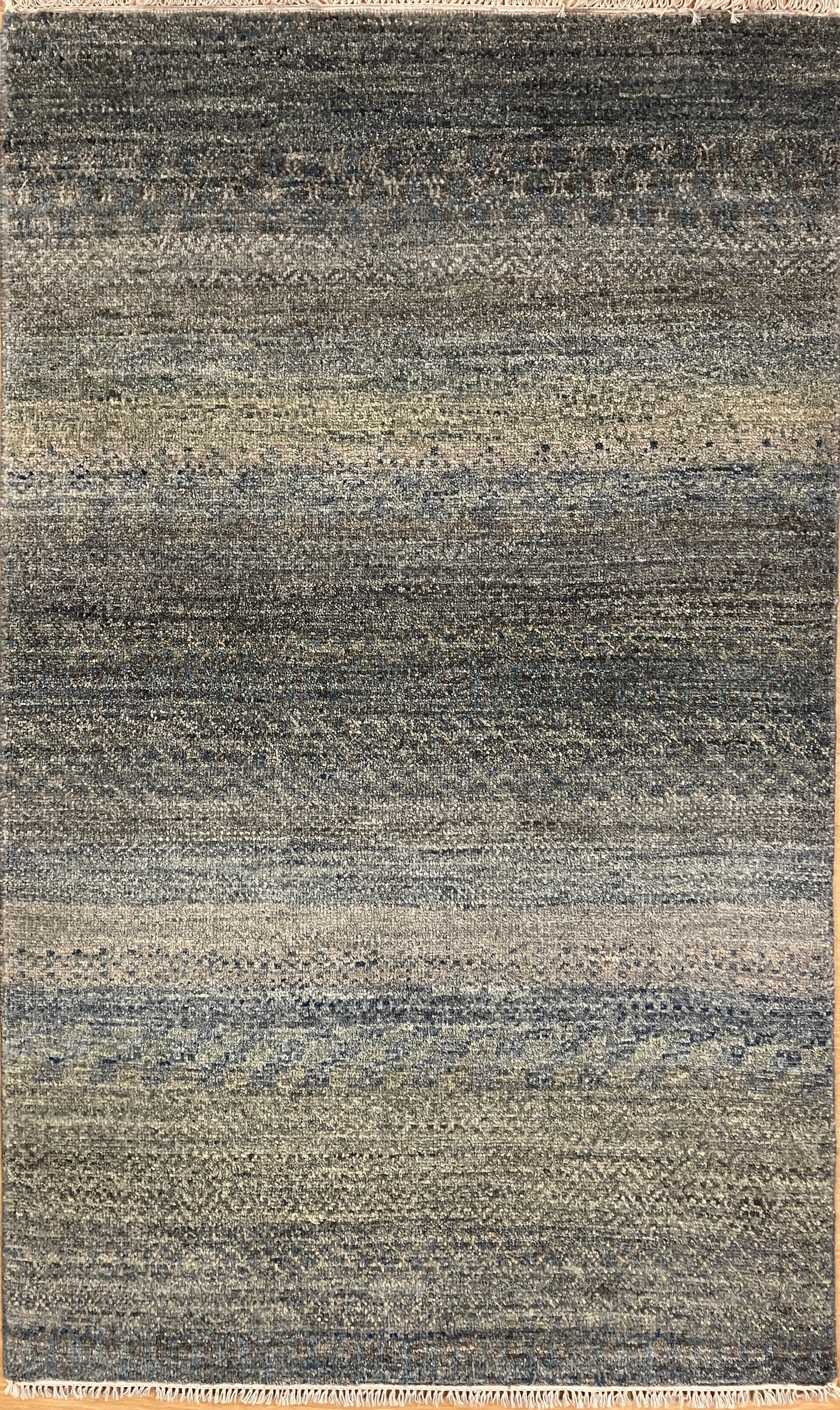 Ashton Collection - 3' 01" x 5' 00" Rug - Blue Green - Hand Knotted Modern Contemporary Wool Rug