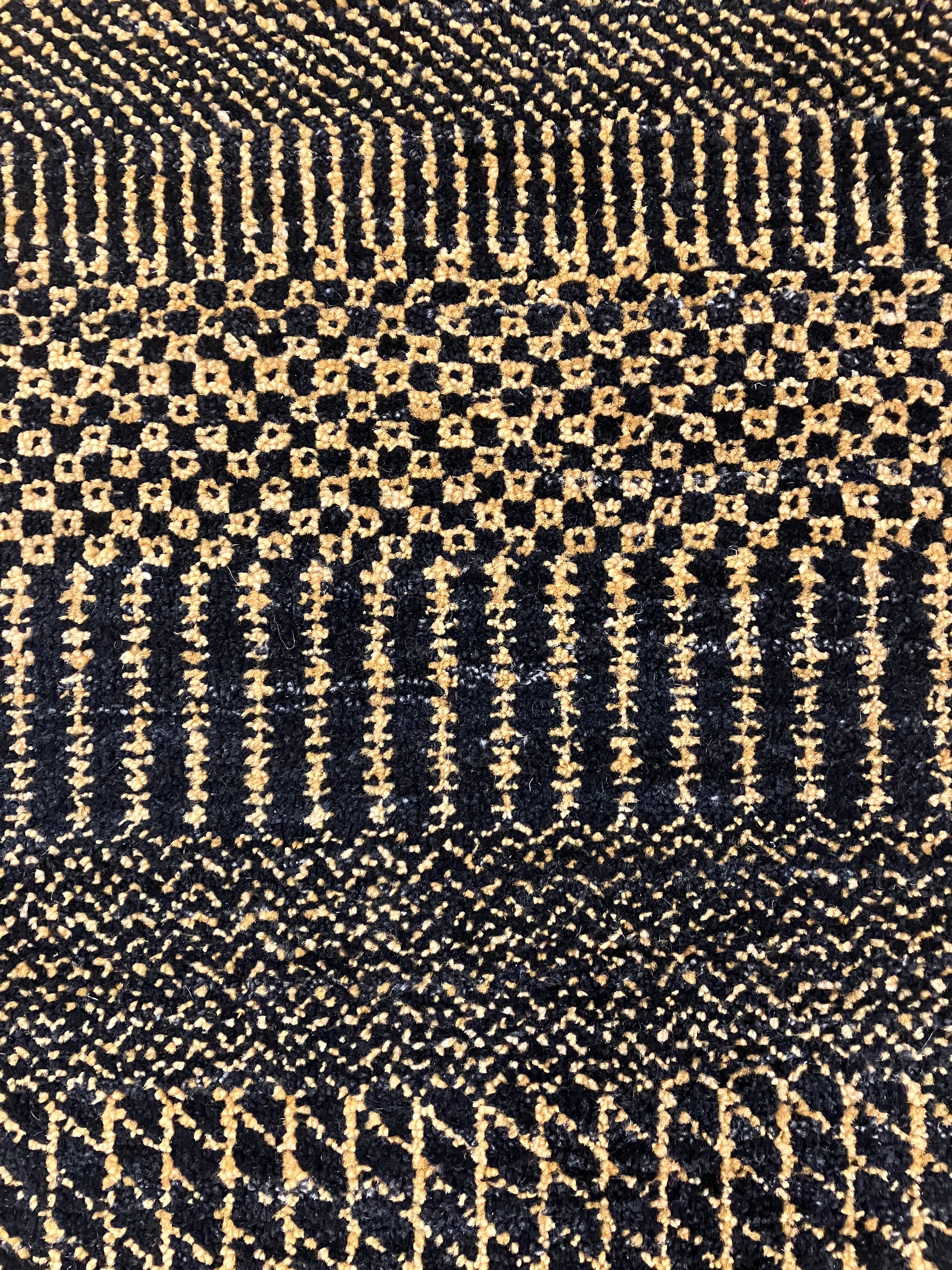Illusion Collection - 3' x 5' Rug - Black & Camel - Hand Knotted with Hand Spun New Zealand Wool - Modern Contemporary Wool Rug