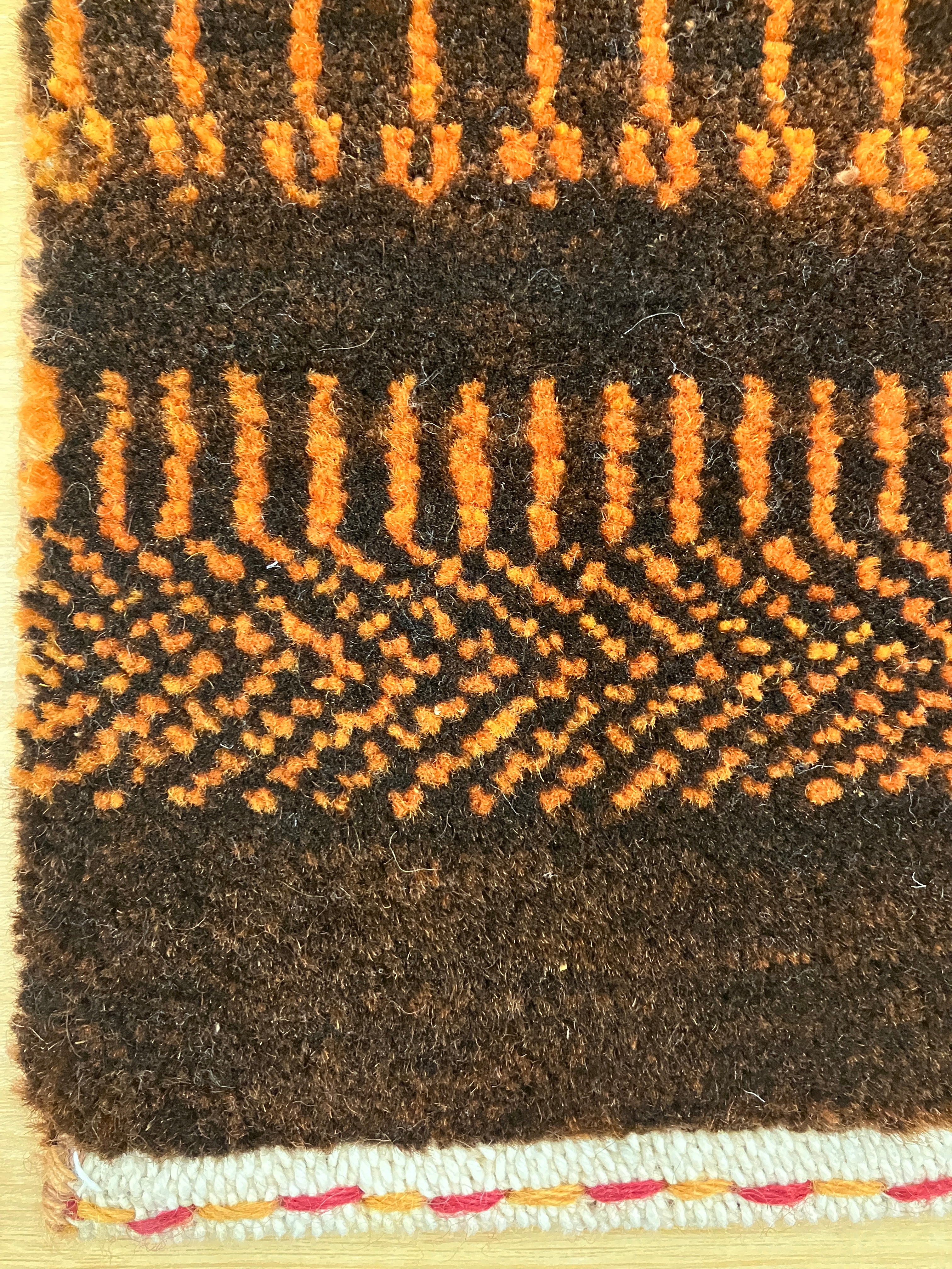 Sunrise Collection - 3' x 5' Rug - Brown & Orange - Hand Knotted with Hand Spun New Zealand Wool - Modern Contemporary Wool Rug