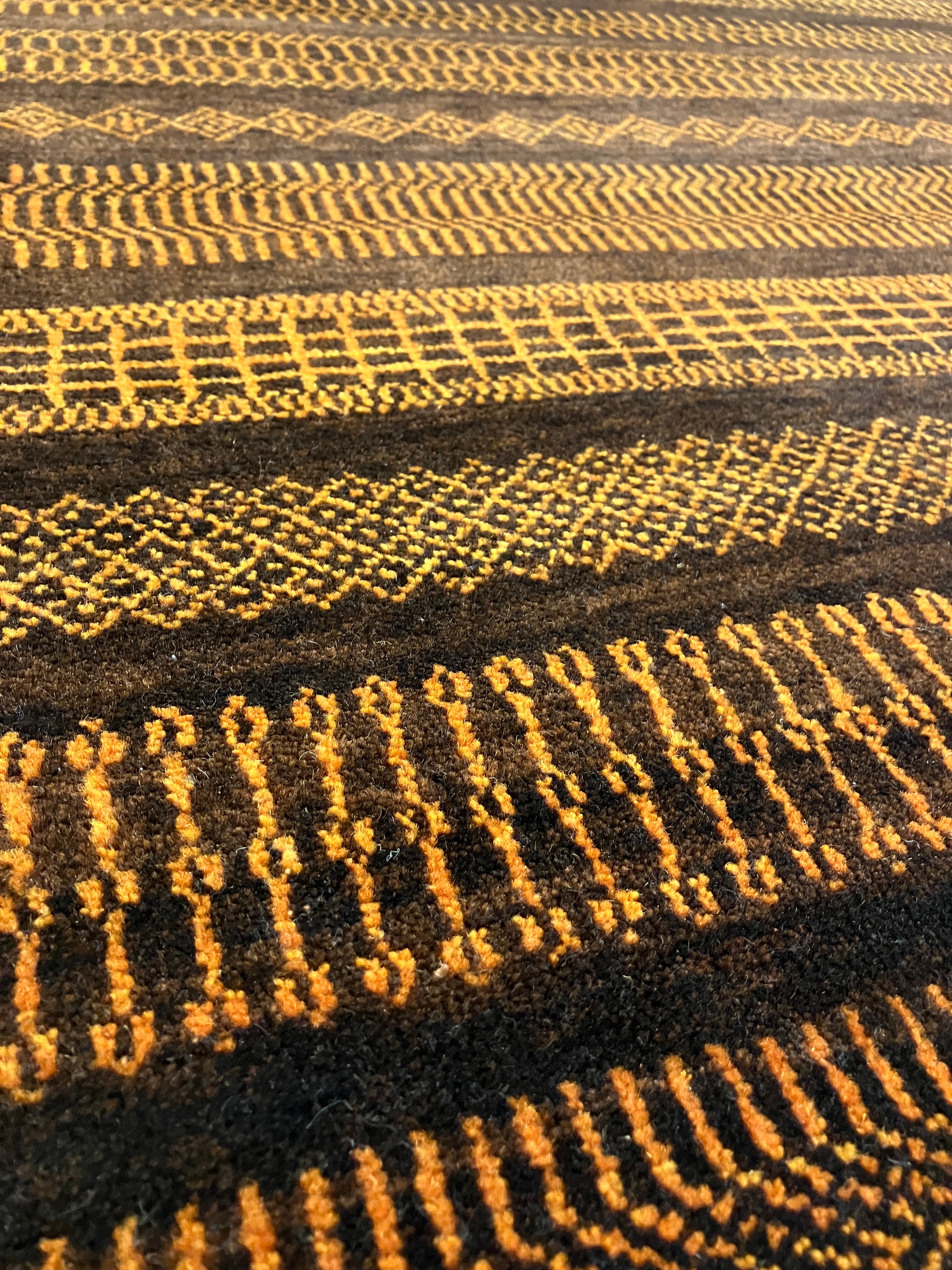 Sunrise Collection - 3' x 5' Rug - Brown & Orange - Hand Knotted with Hand Spun New Zealand Wool - Modern Contemporary Wool Rug