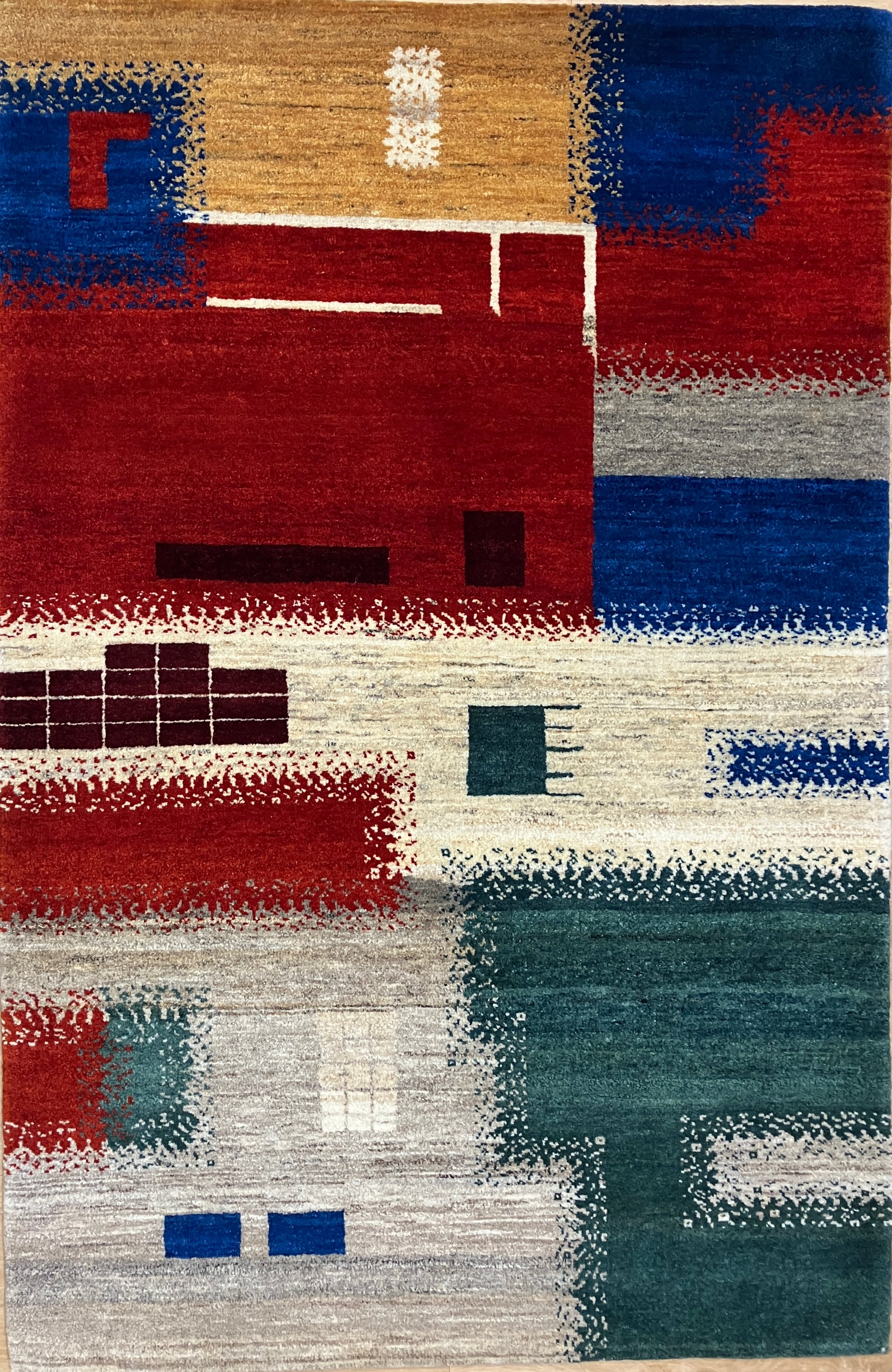 Persian Lori Gabbeh - 3' 11" x 6' 00" - Red Blue Green Multicolor - Hand Knotted Persian Wool Rug