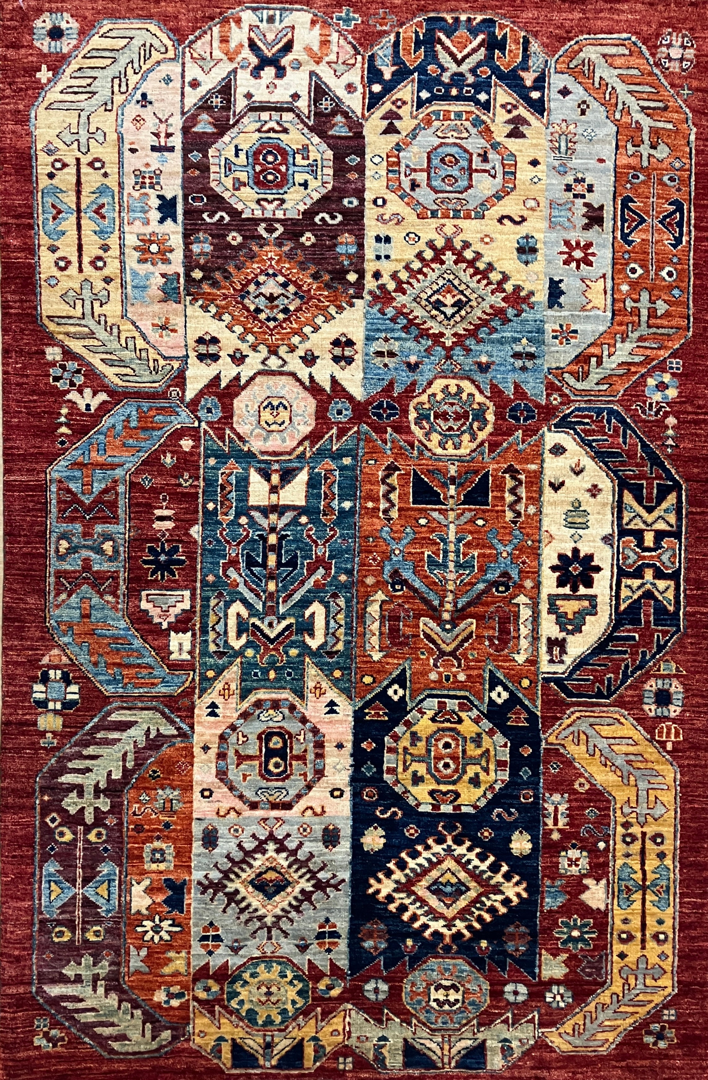 Aryana - 3' 10" x 5' 11" - Red Multicolor - Hand Knotted Aryana Area Rug - Traditional Classic Rug